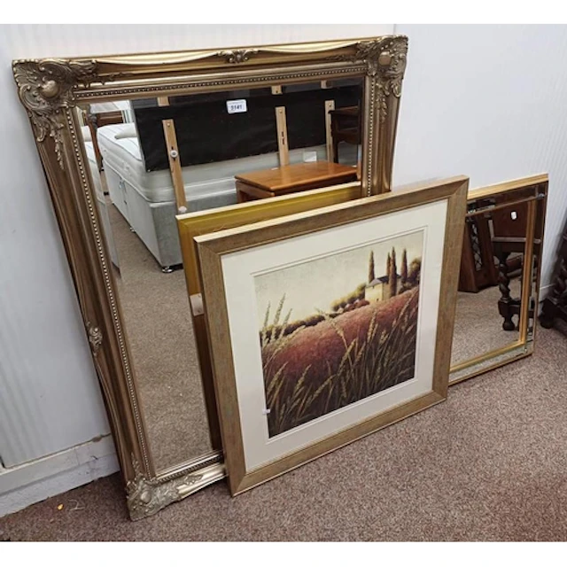 J. WEINS TUSCAN FIELDS II GILT FRAMED PRINT, GILT FRAMED REC...
