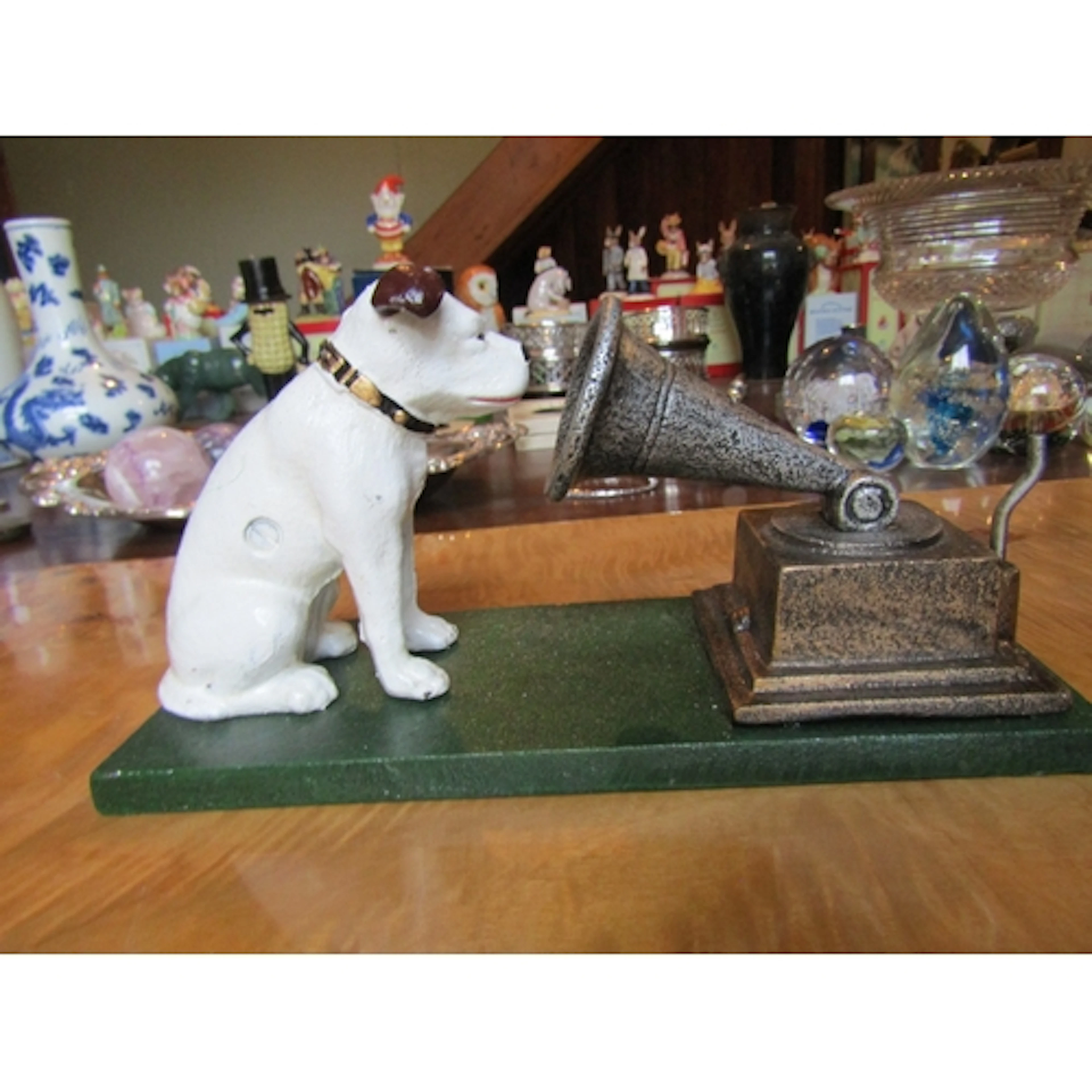 Cast Metal Moneybox Terrier with Gramophone Approximately 6 ...