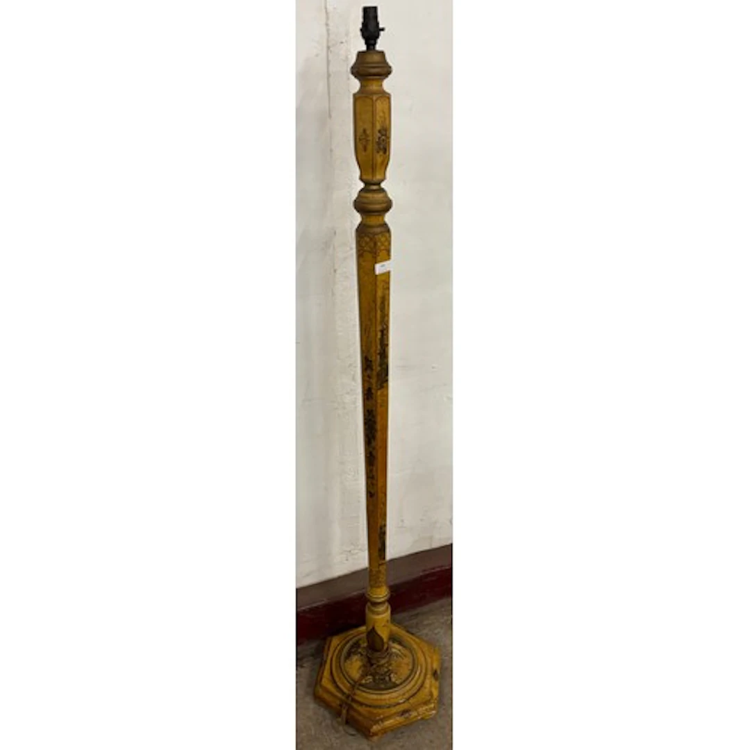 A Japanned standard lamp