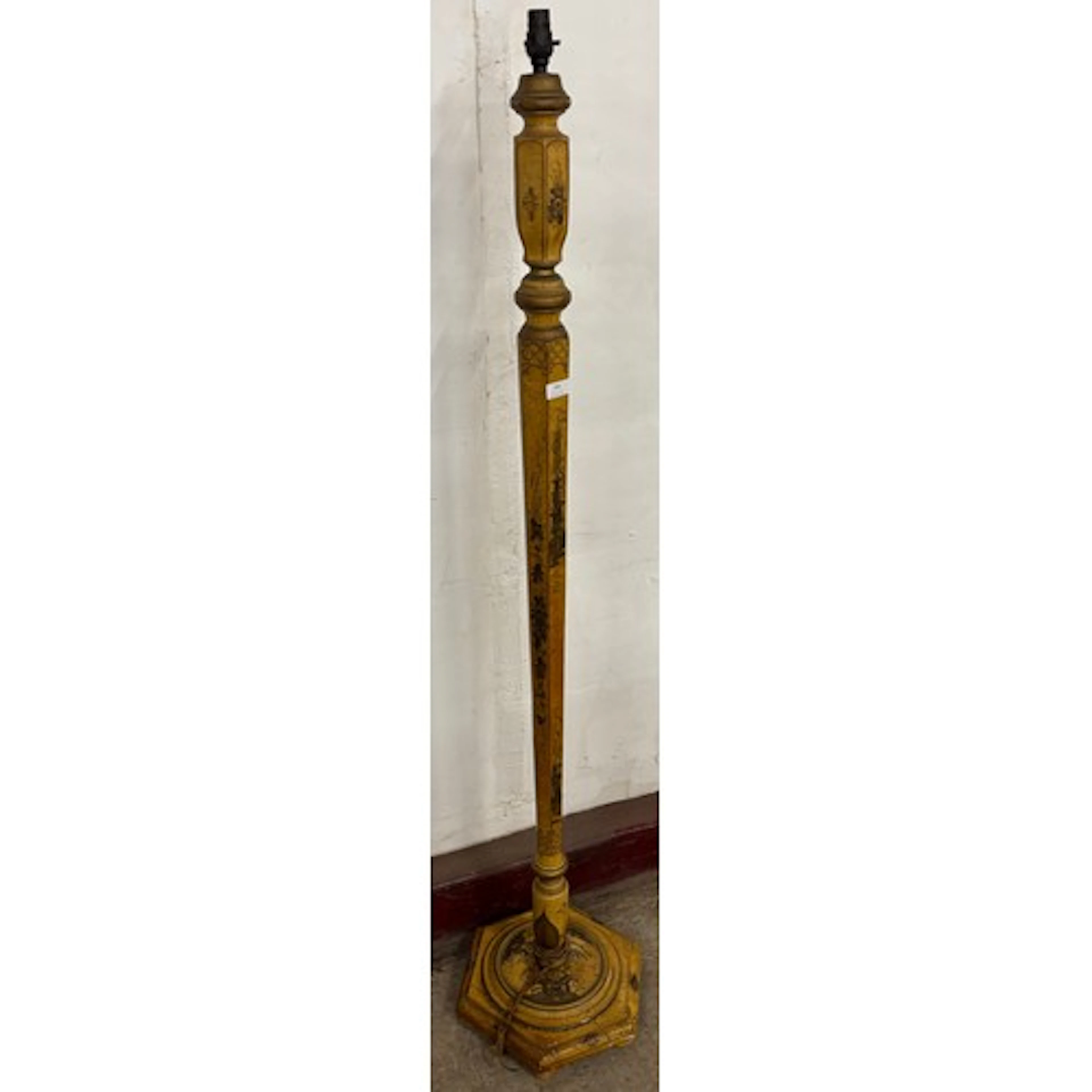 A Japanned standard lamp