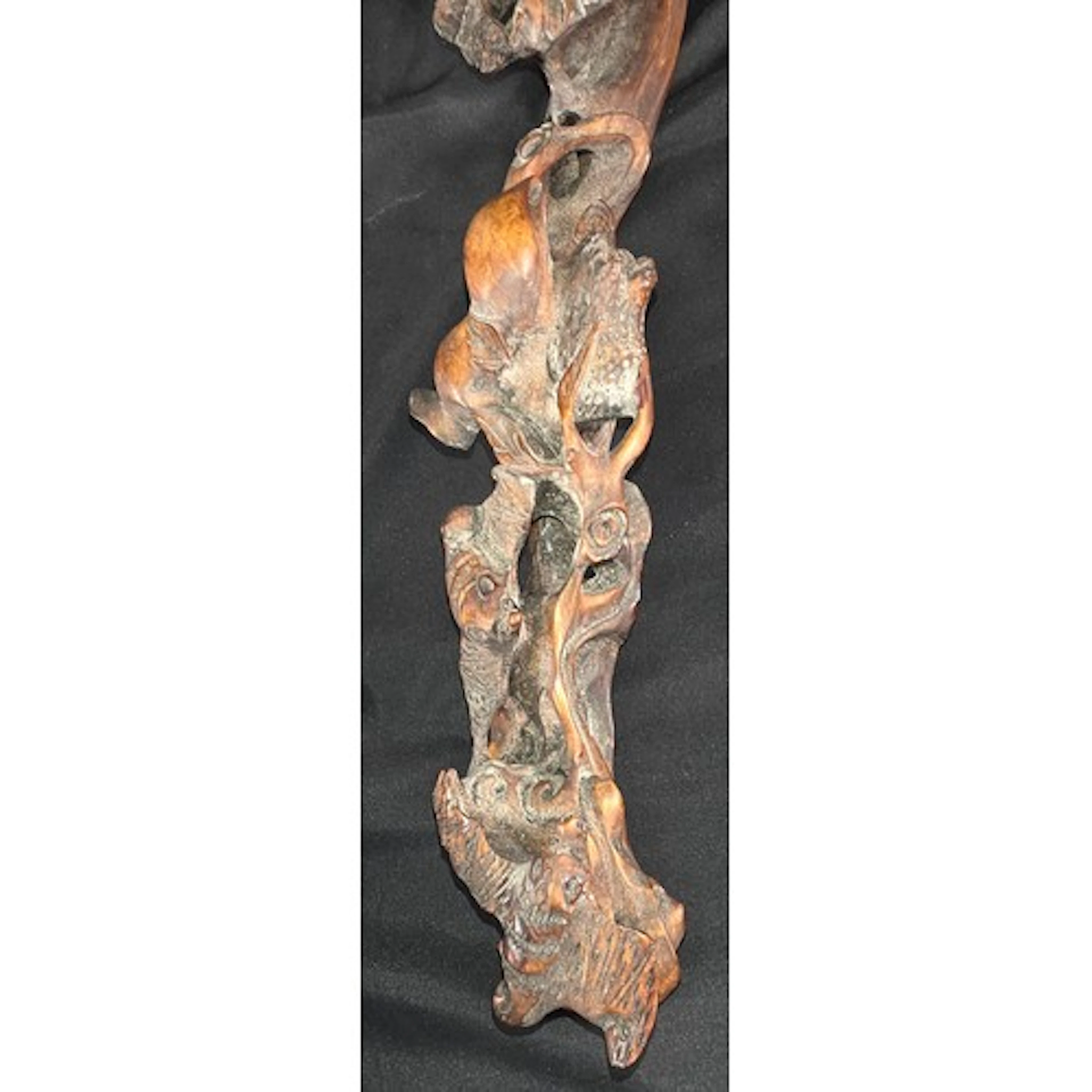 A large carved wooden 19th century Chinese Rui Seceptre, wit...