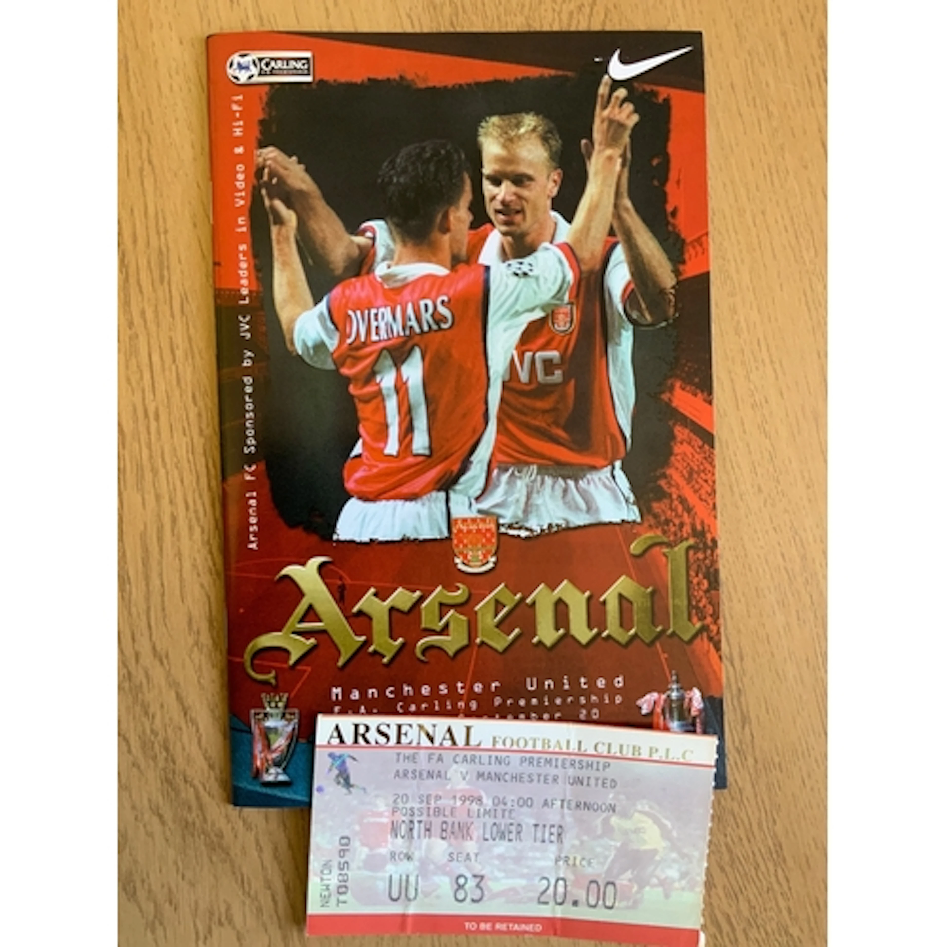 98/99 Arsenal Home Football Programmes Tickets + Reserves: 2...