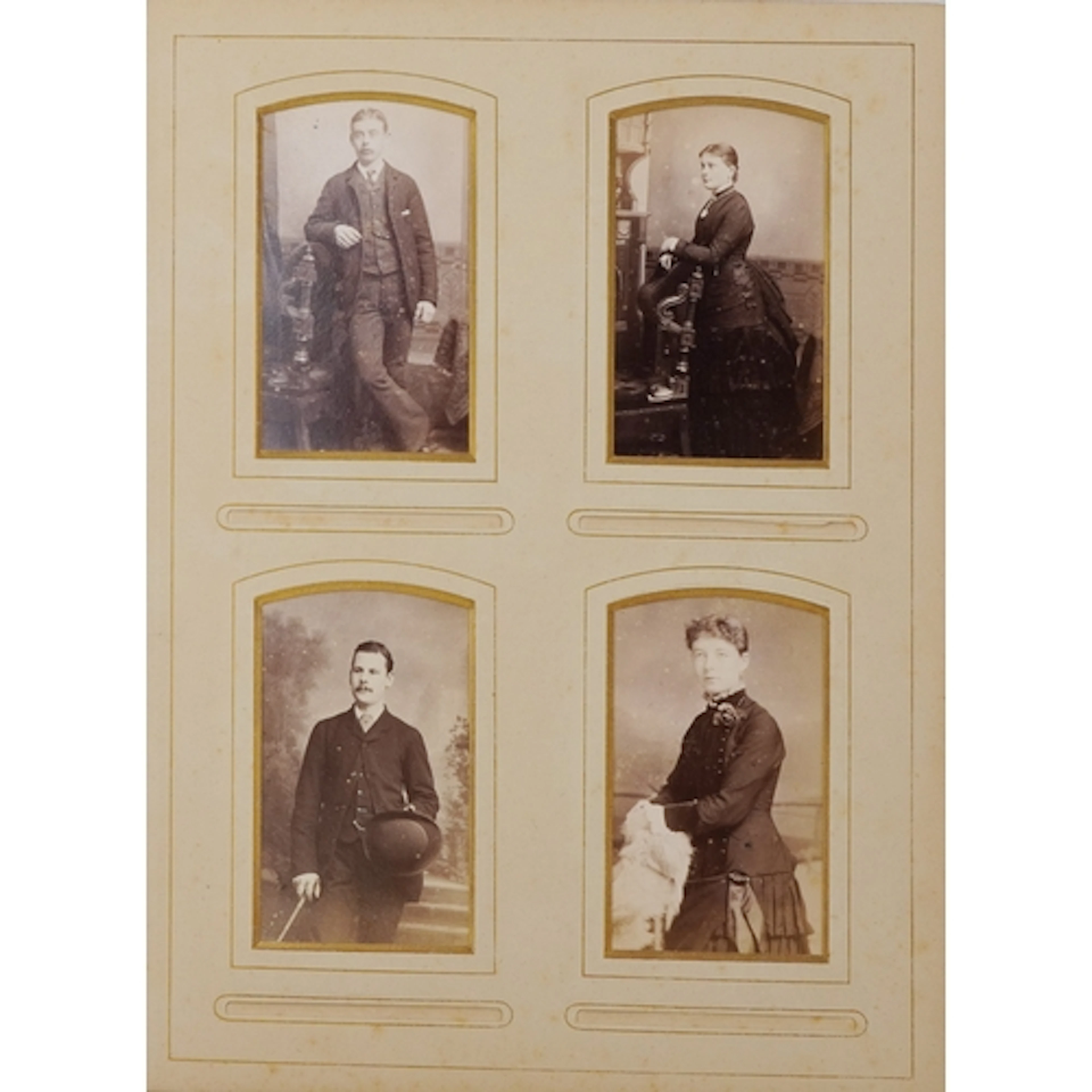 Two Victorian cabinet card albums, one printed by JCM Co. Lt...