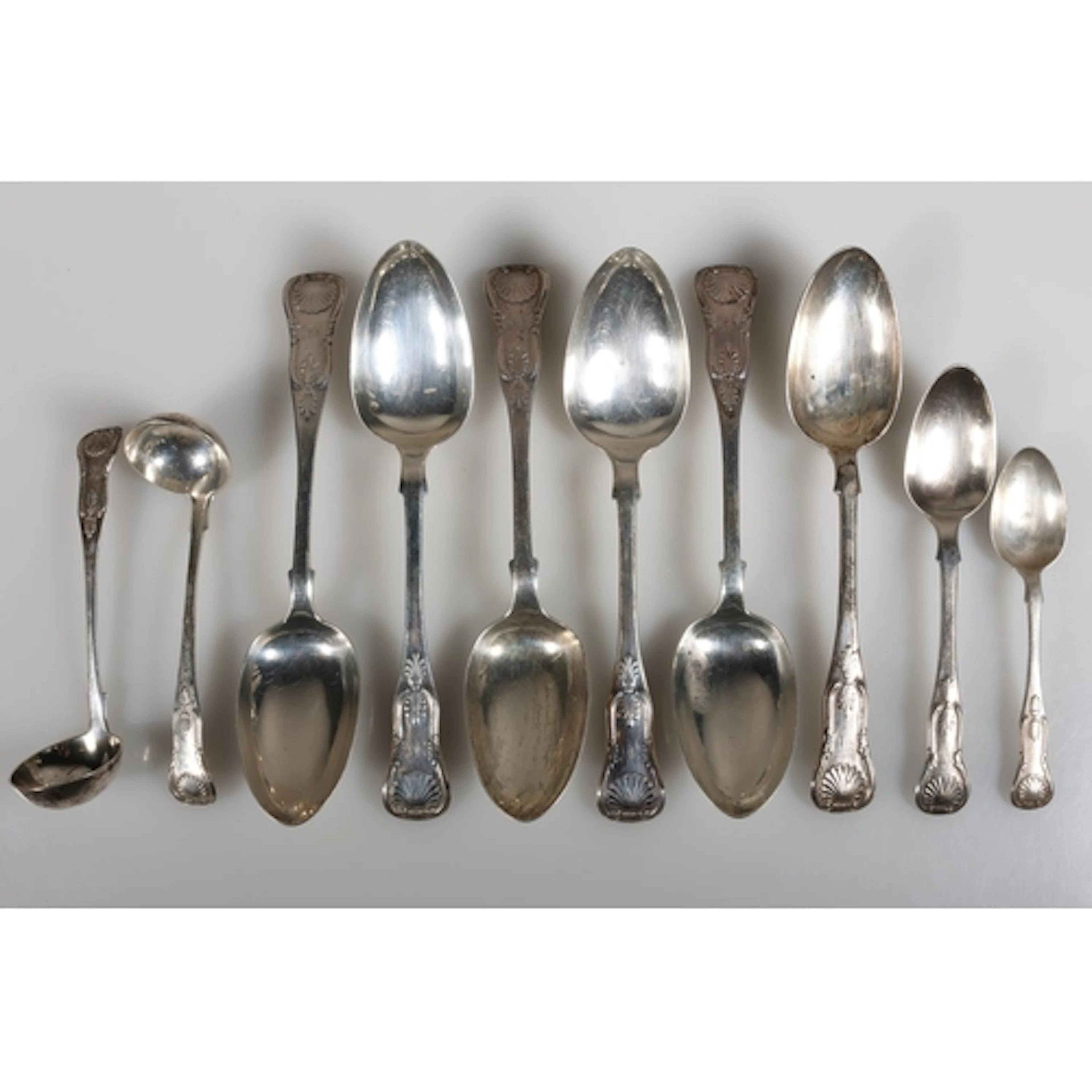Set of six Victorian silver Kings pattern tablespoons by Jam...