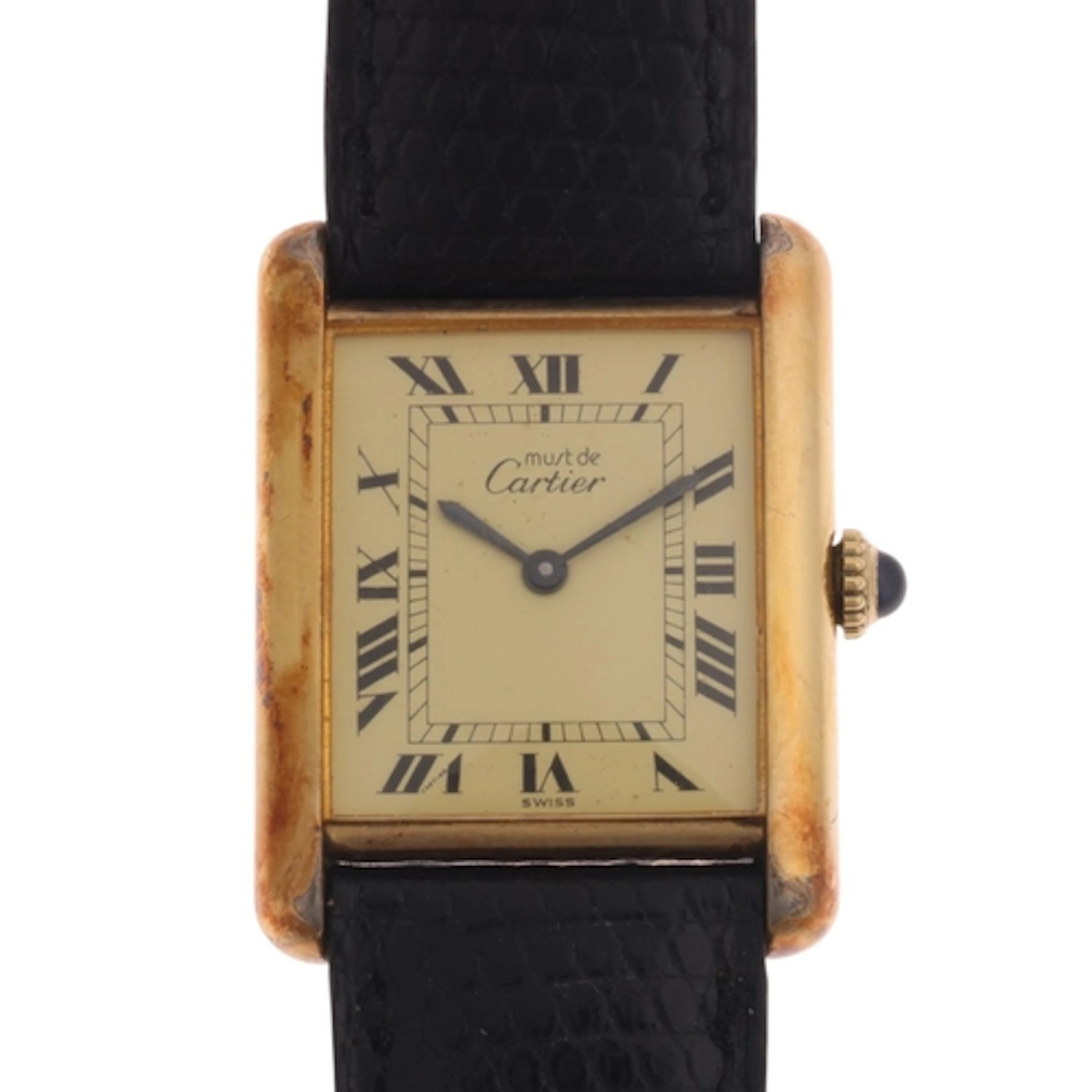 MUST DE CARTIER - a Vintage vermeil sterling silver Tank mec...