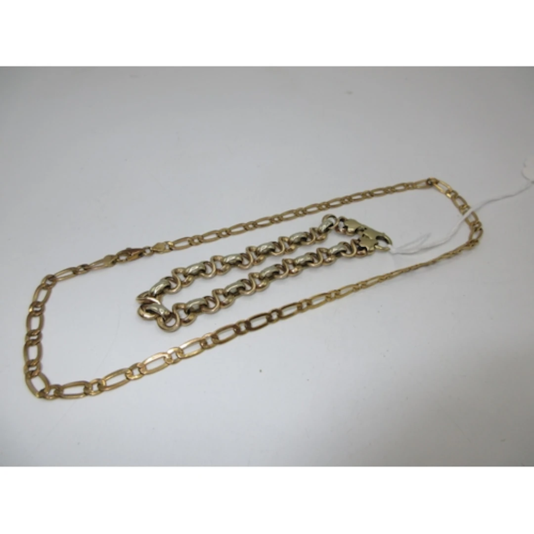 9ct Gold Necklace and 9ct Gold Bracelet, 18.8g total