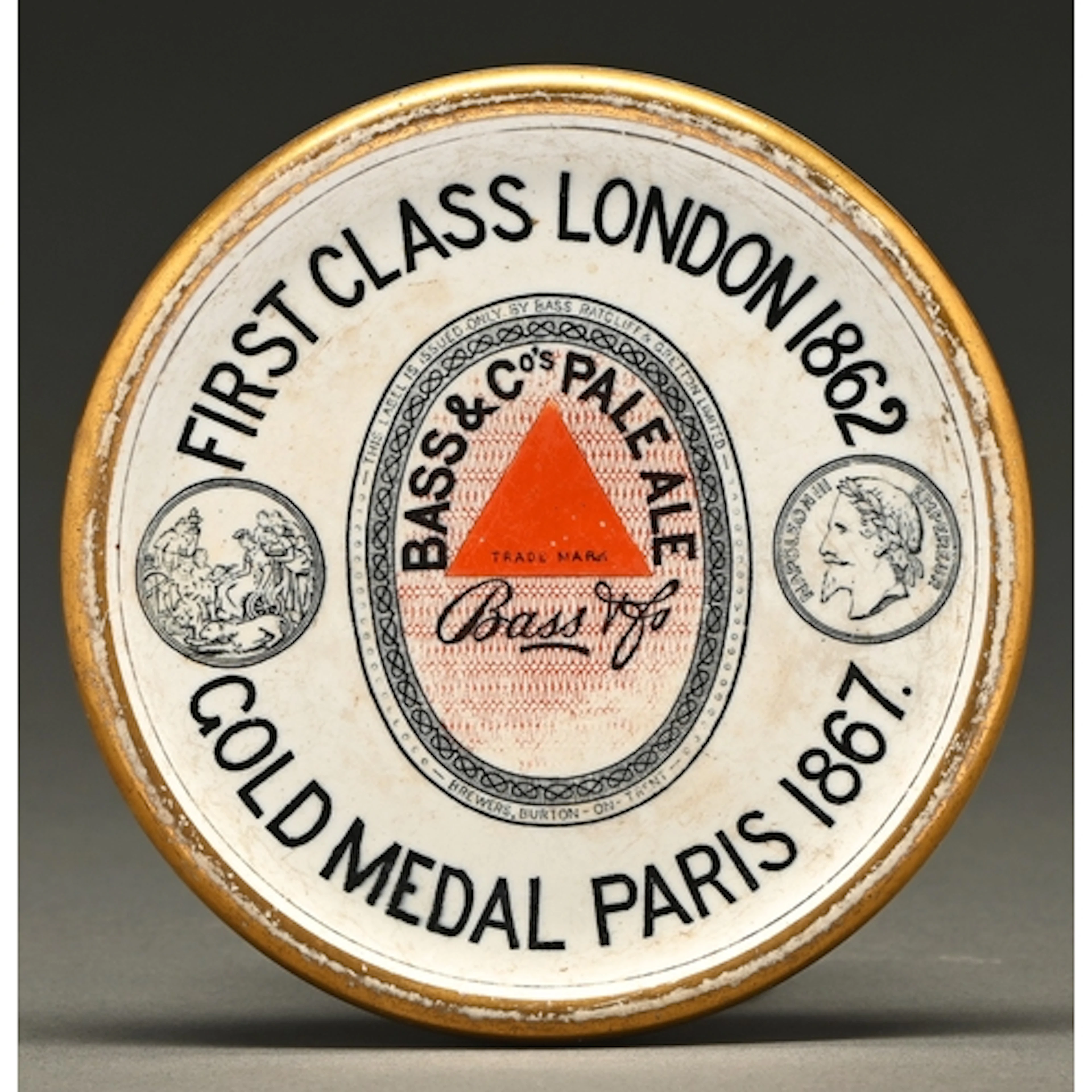 A Cauldon earthenware Bass & Co Pale Ale coaster, transf...