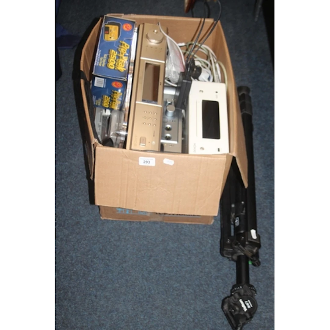 Tripod stand, Sony convertor, Denon amplifier, etc.