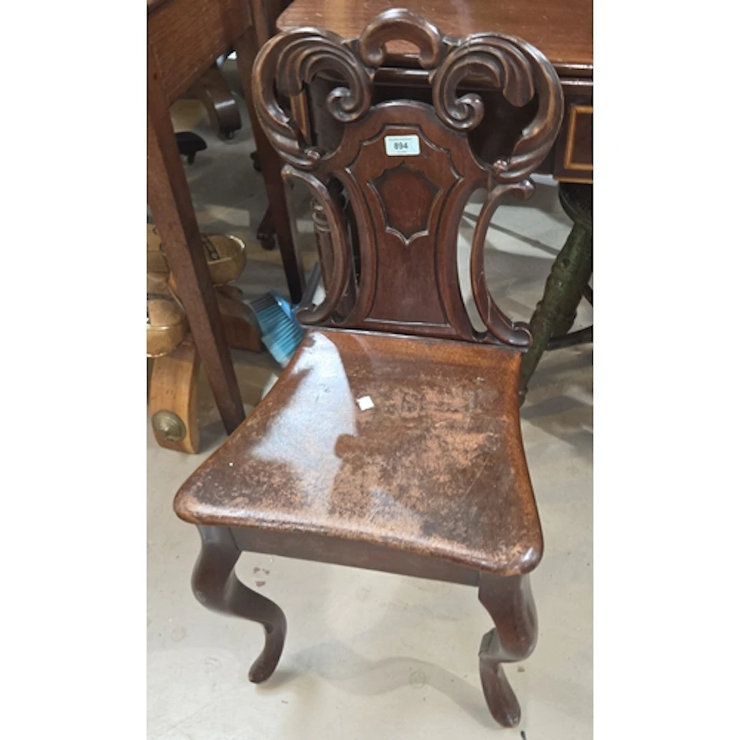 Victorian hall chair with 2 other Victorian balloon back cha...