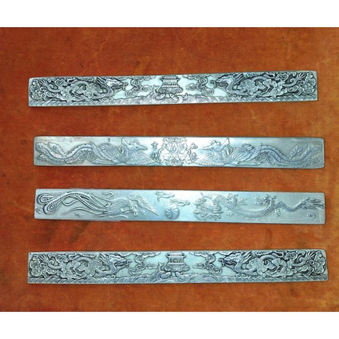 Four Chinese Replica Silver Ingot Bars Hallmarks Verso Attra...