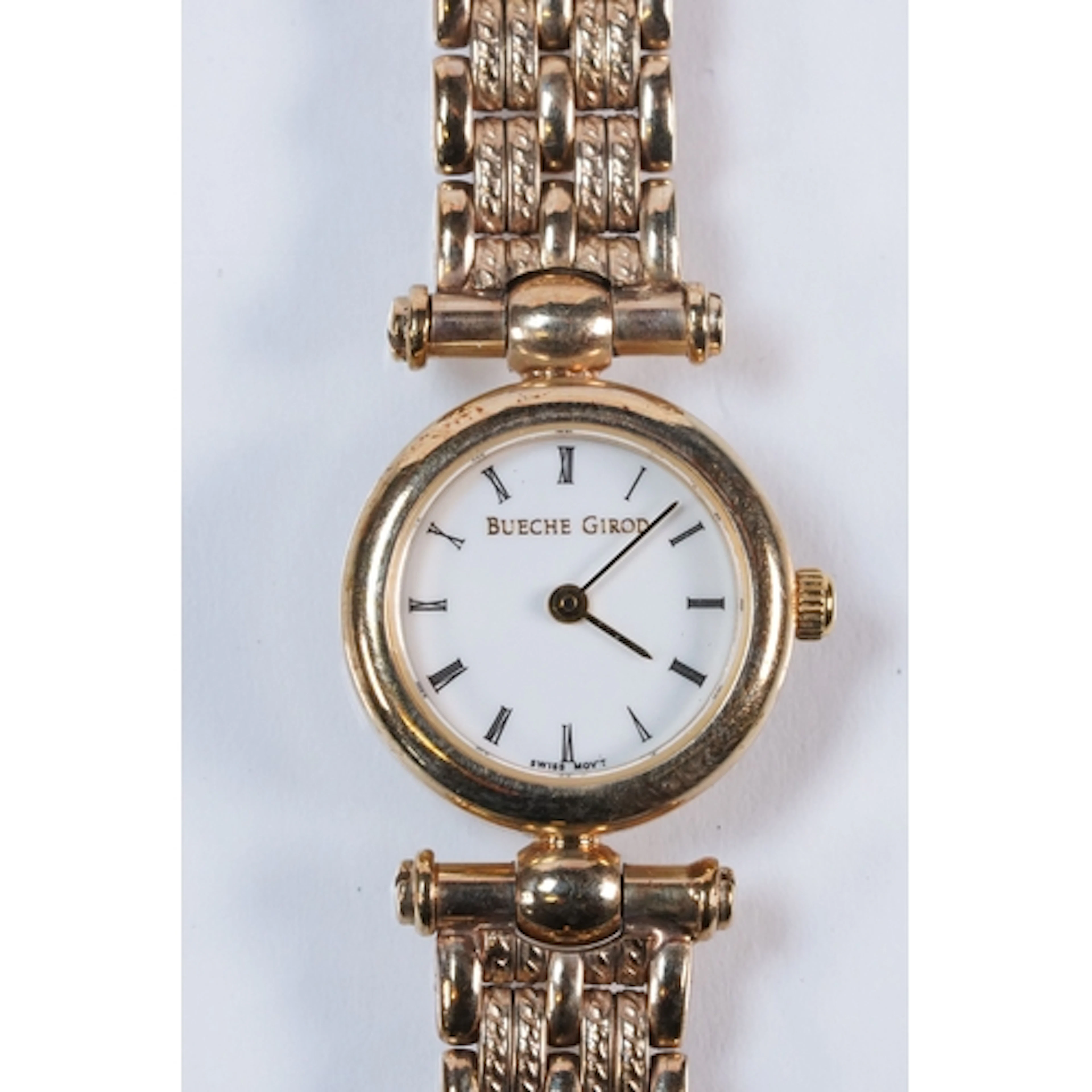 Bueche Girod 9ct gold ladies wrist watch having a round face...