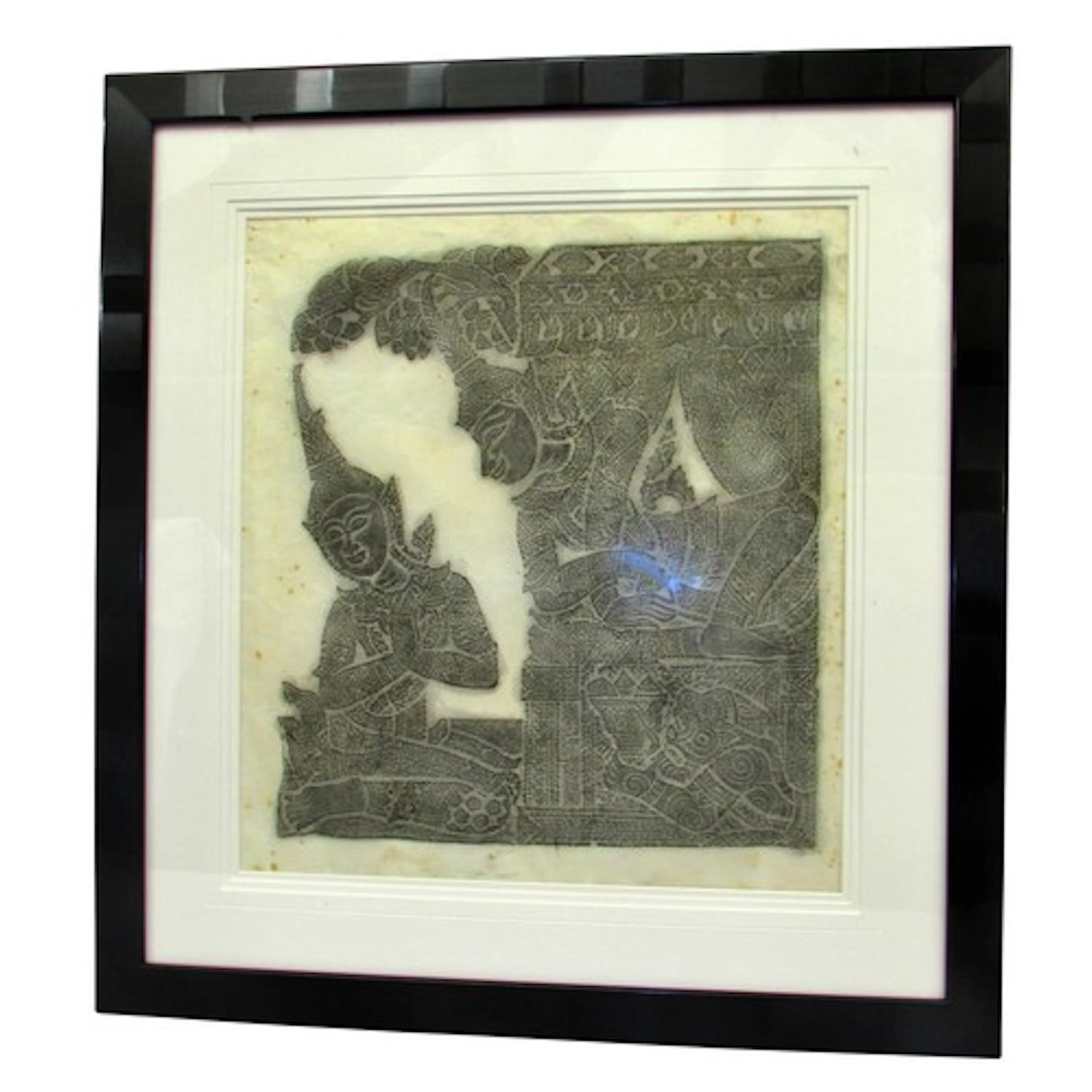 20th century Thai temple rubbing on rice paper, 48 x 43.5 cm...