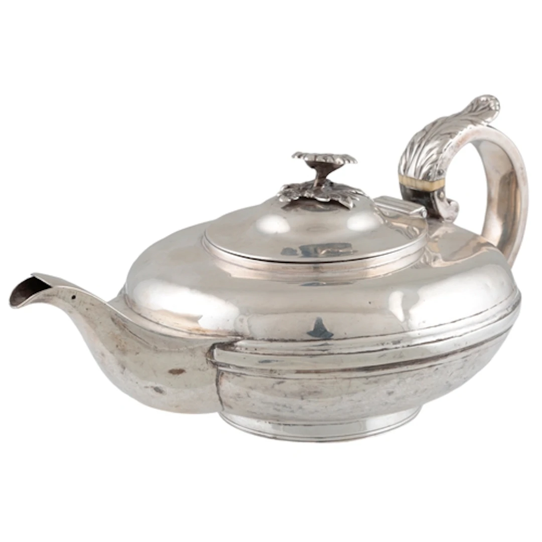 A William IV silver teapot, maker possibly J. Whitehouse, of...