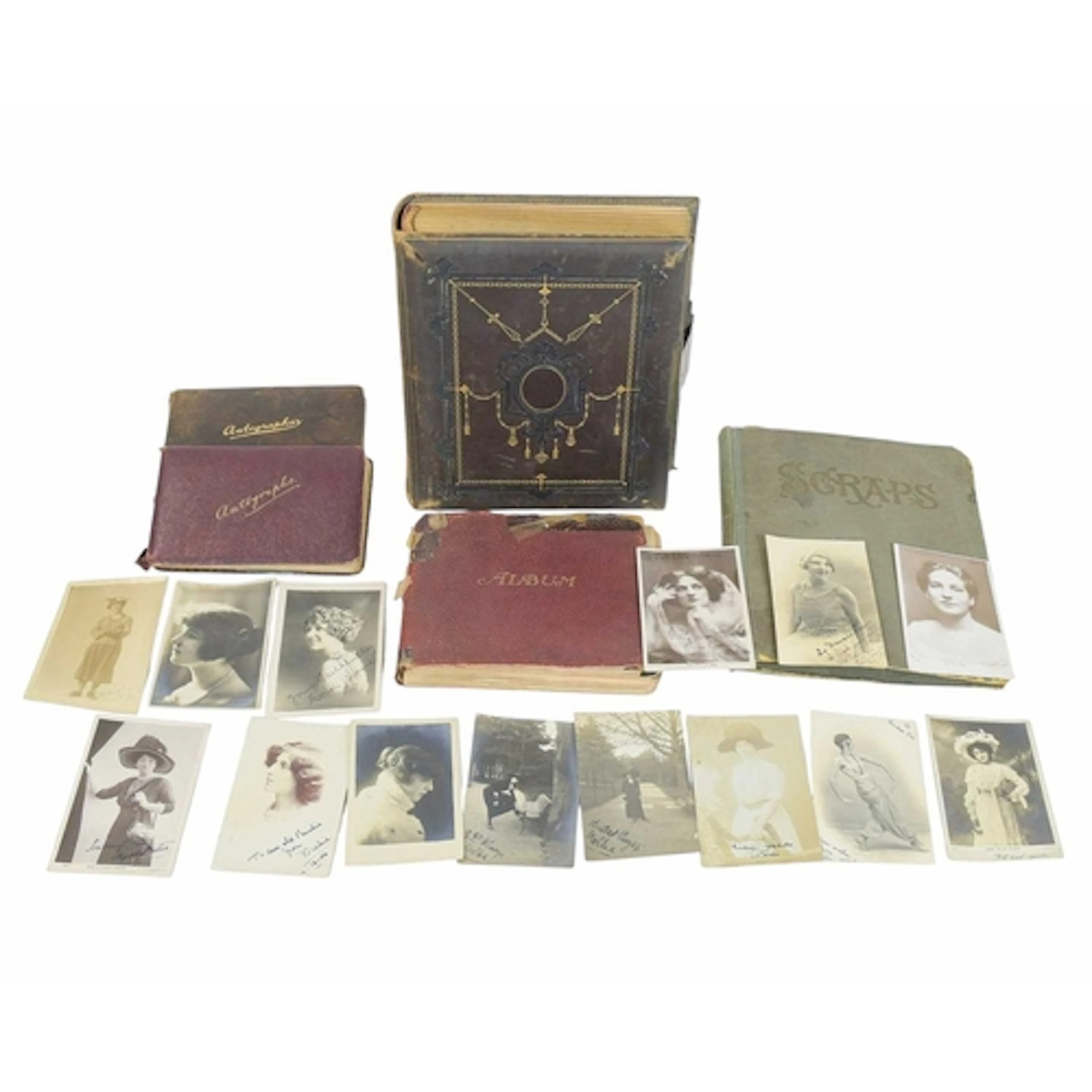 Autograph and photograph albums. Three autograph albums dati...