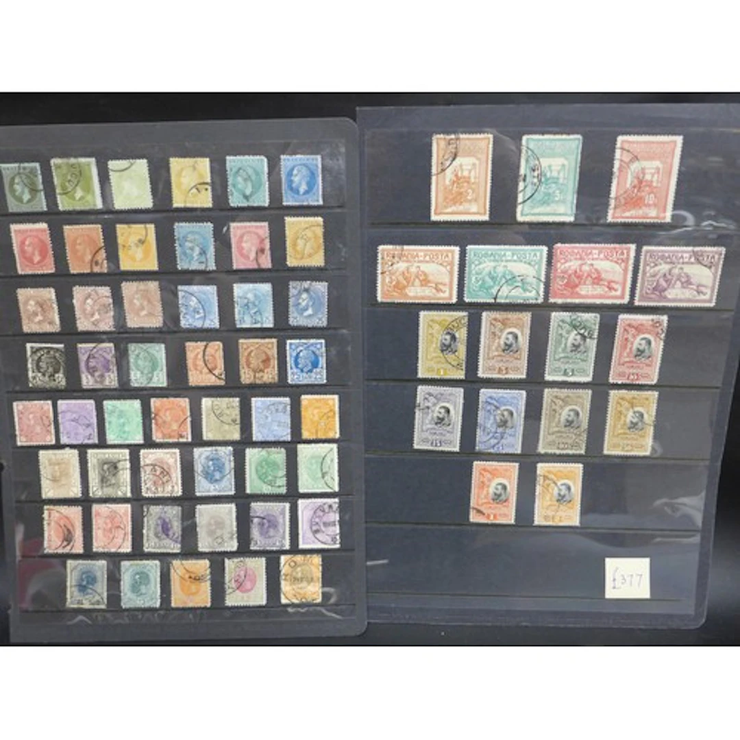 Stamps; a double sided stocksheet of early Romanian stamps