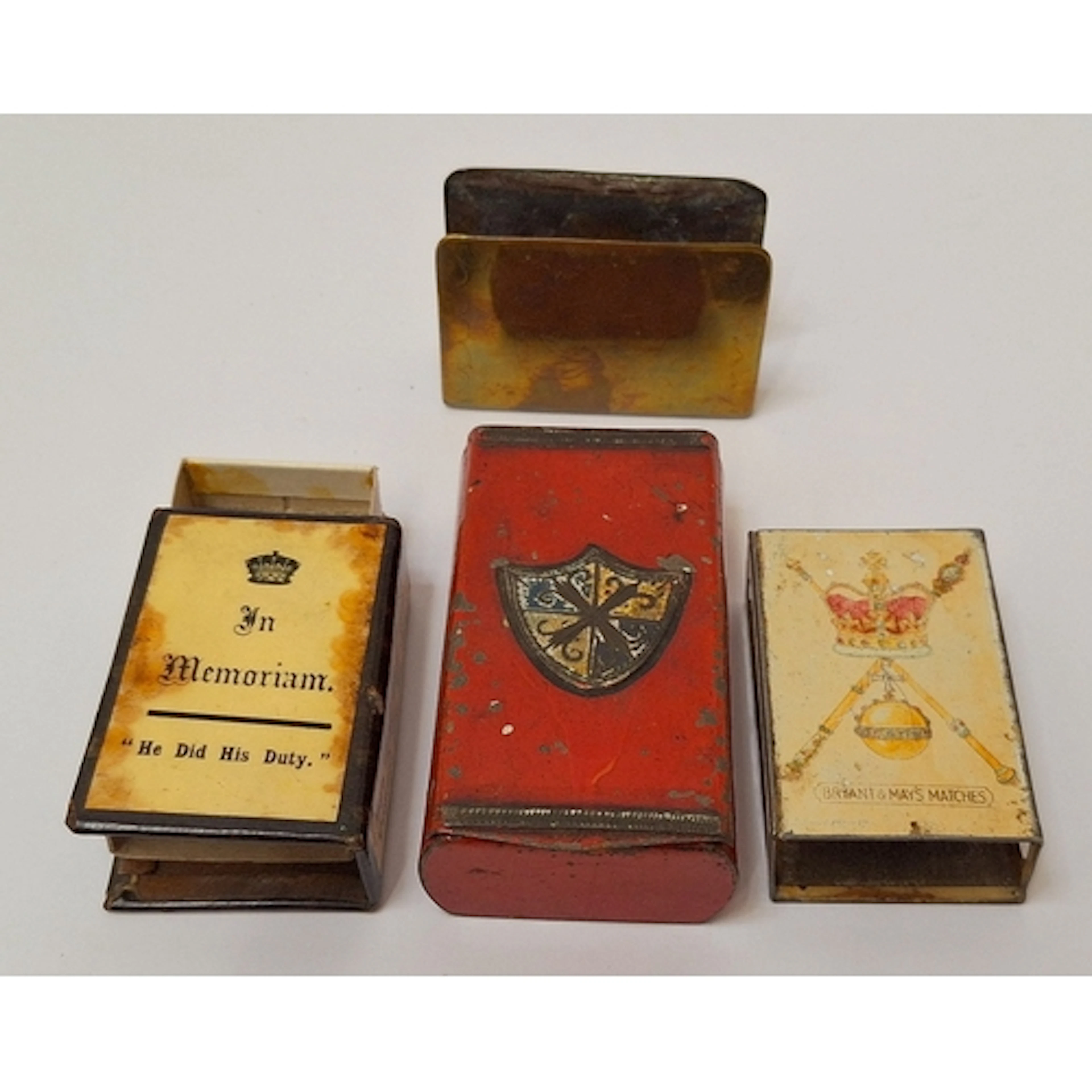 3 Antique/Vintage Matchbox Cases incl. portrait of Lord Kitc...