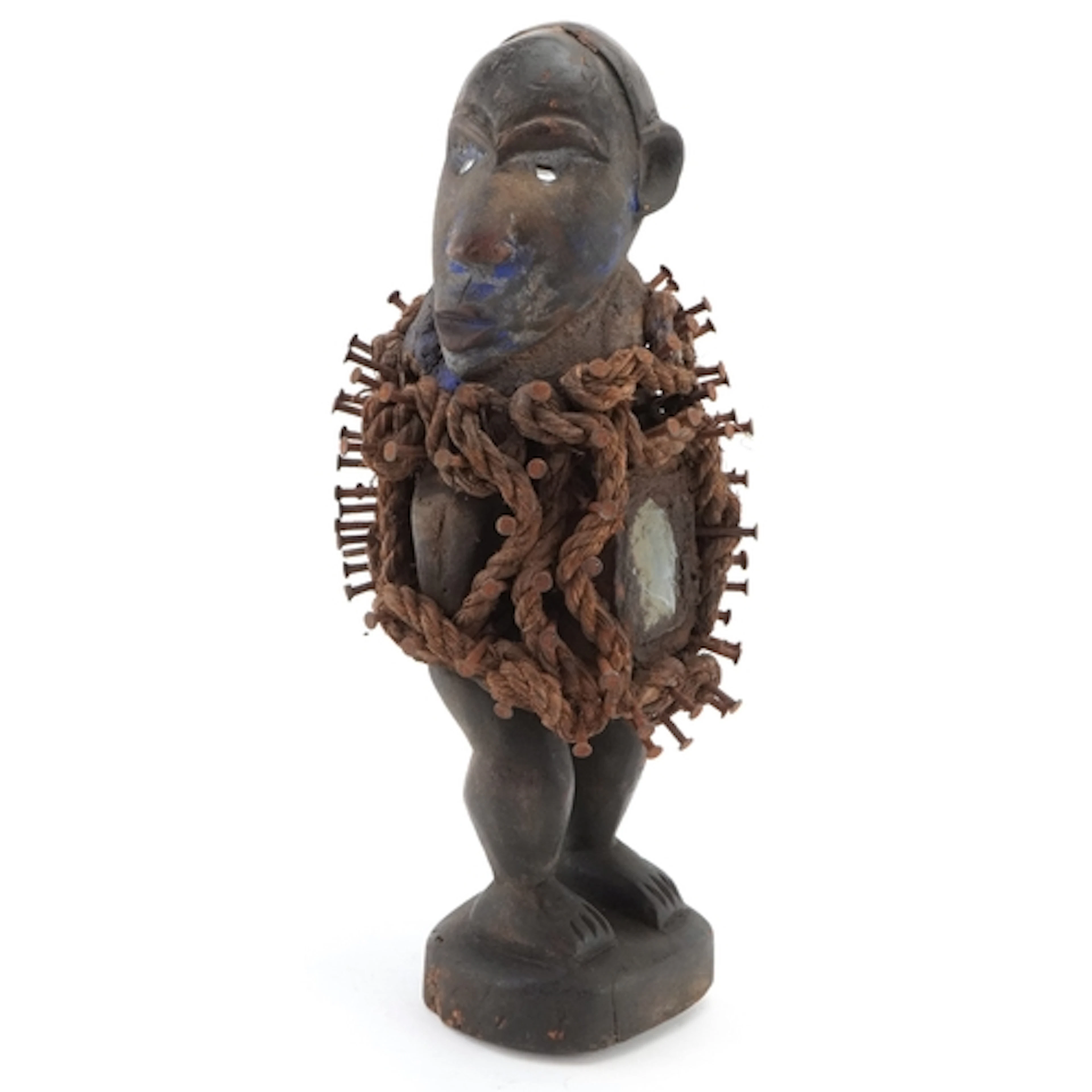 An African carved ebony Nkisi Nkondi (Nail fetish figure) ha...