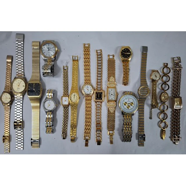 A quantity of gold tone and stainless steel watches to inclu...