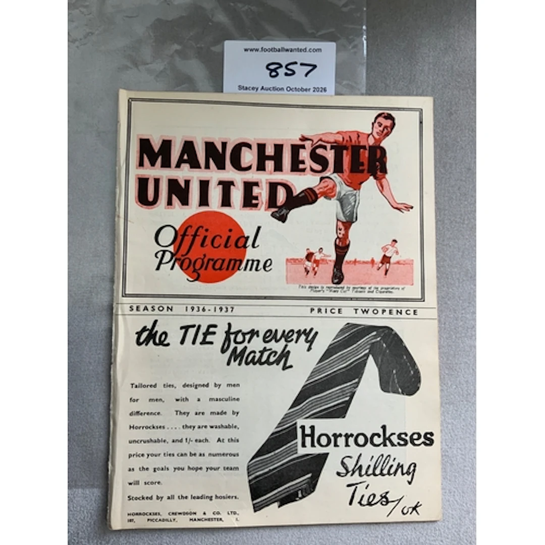 1936 - 1937 Manchester United v Portsmouth Football Programm...