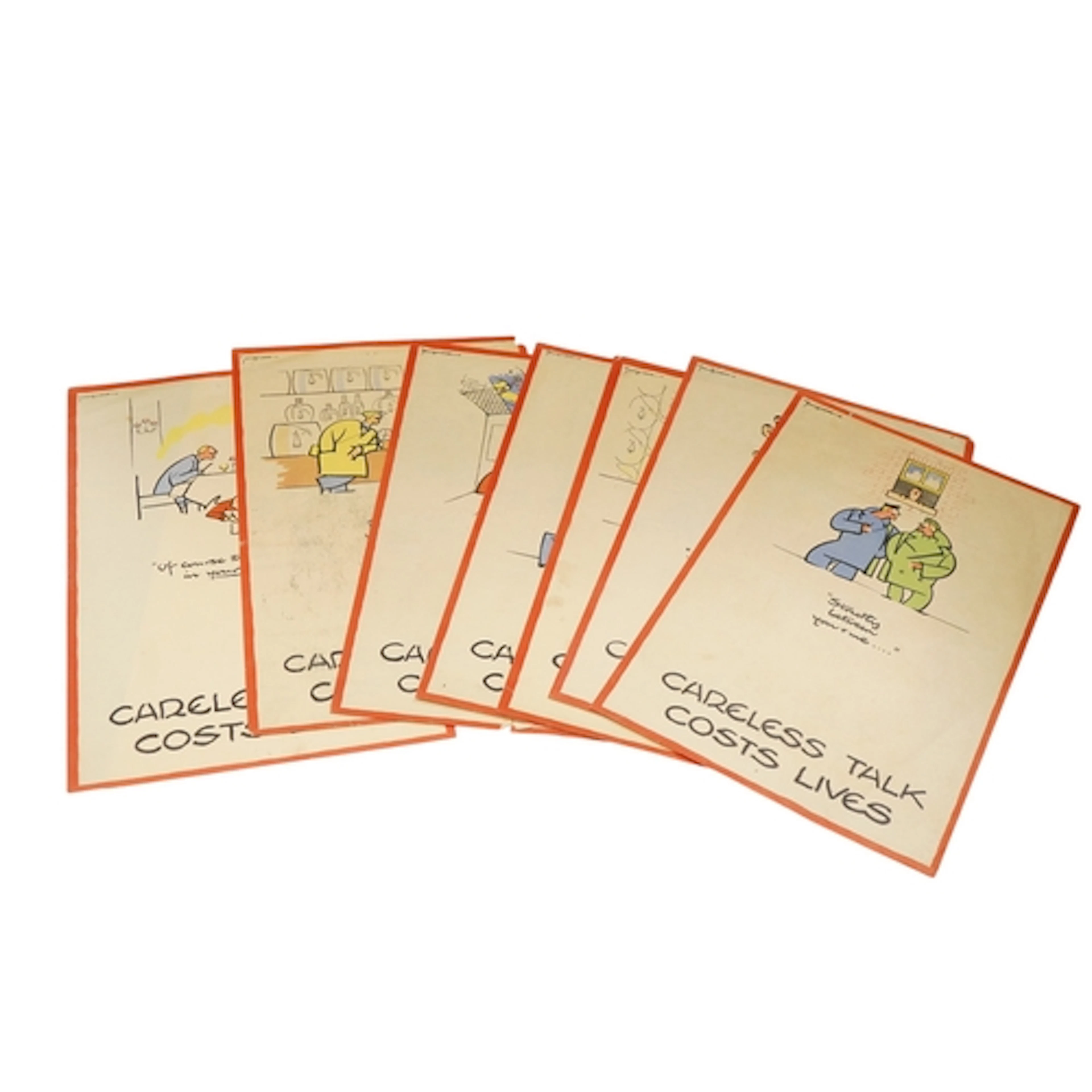 A set of eight WWII British 'Careless Talk Costs Lives' post...