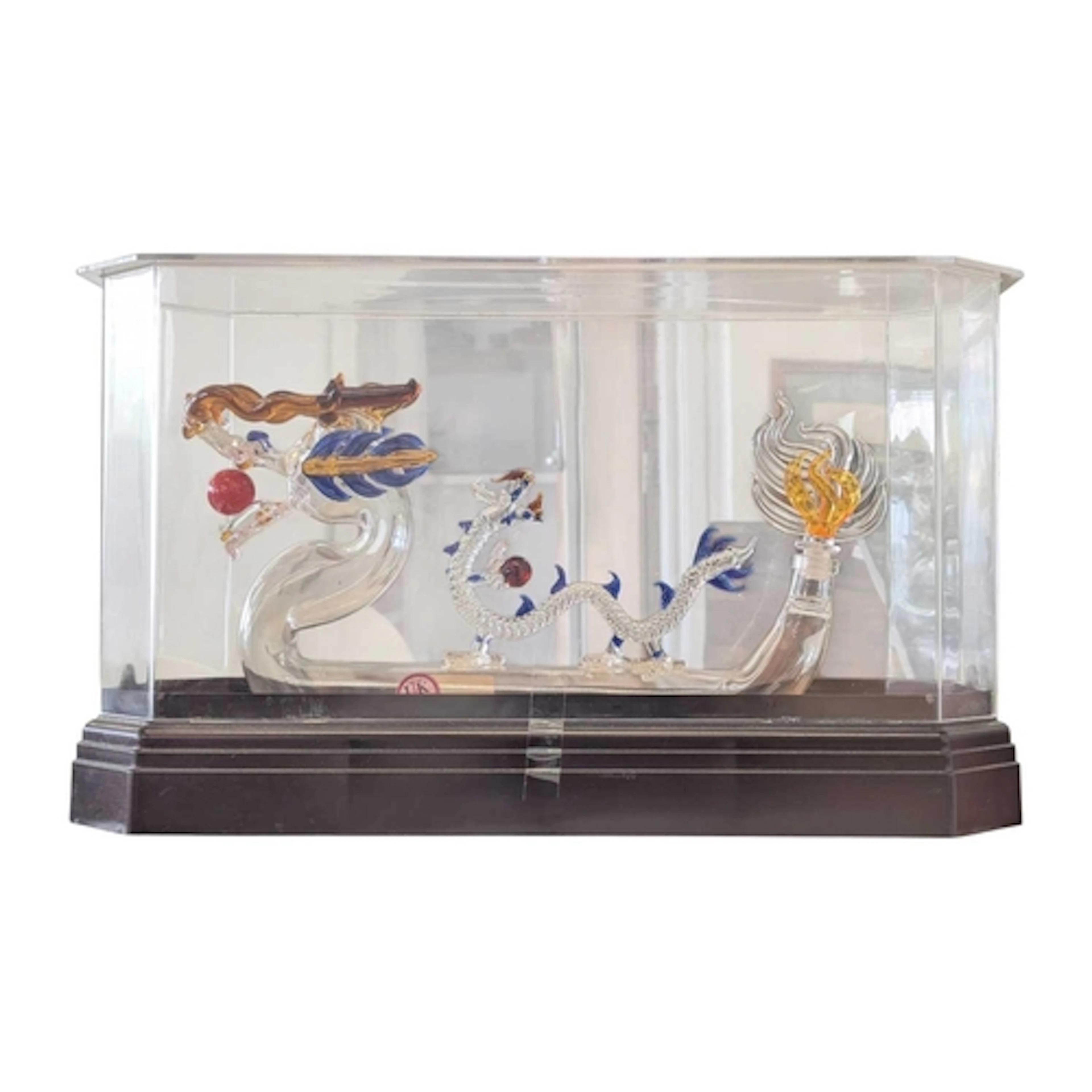 A vintage 20th century murano style Chinese dragon glass dec...