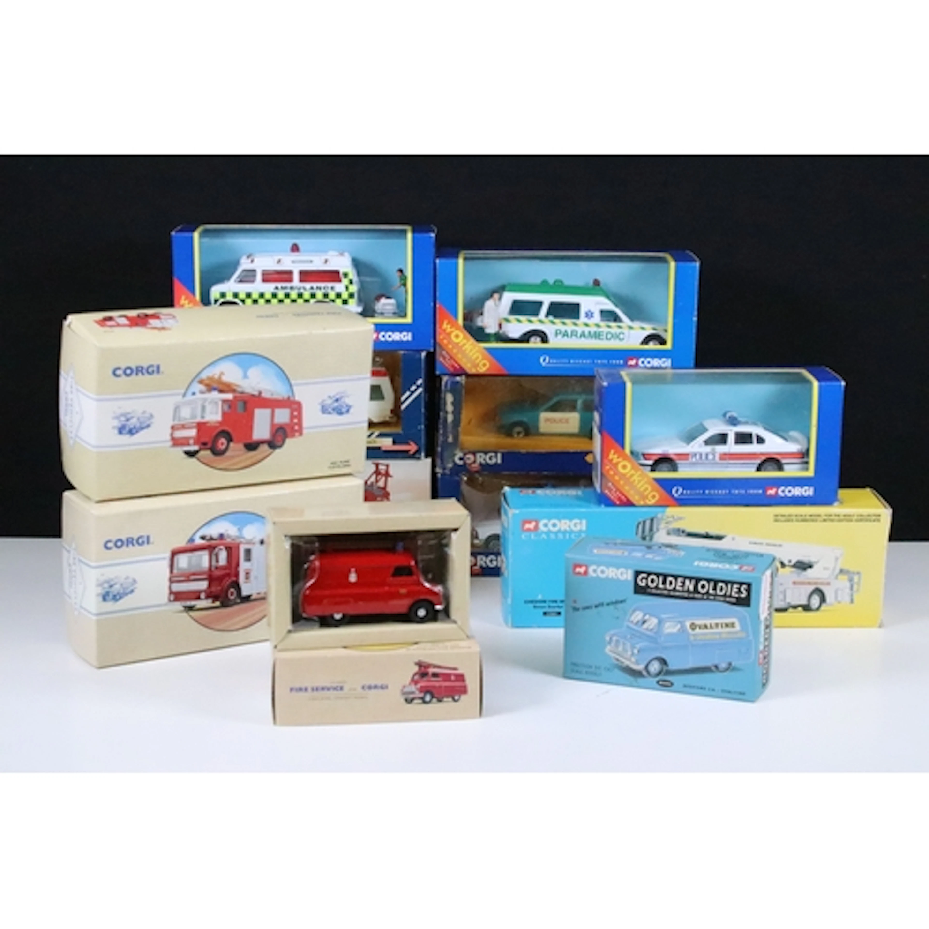12 Boxed Corgi diecast models to include 3 x Fire Service fr...