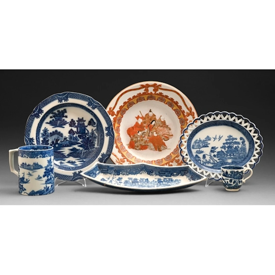 An E C Challinor Ironstone dish, c1860, painted in Satsuma-s...