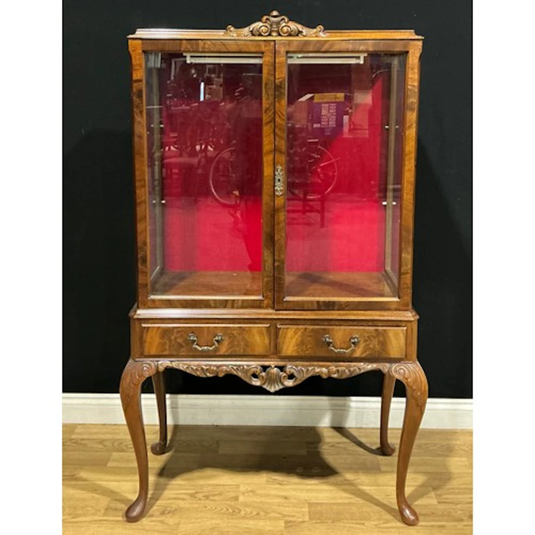 A George II style mahogany display cabinet, 159.5cm high, 95...