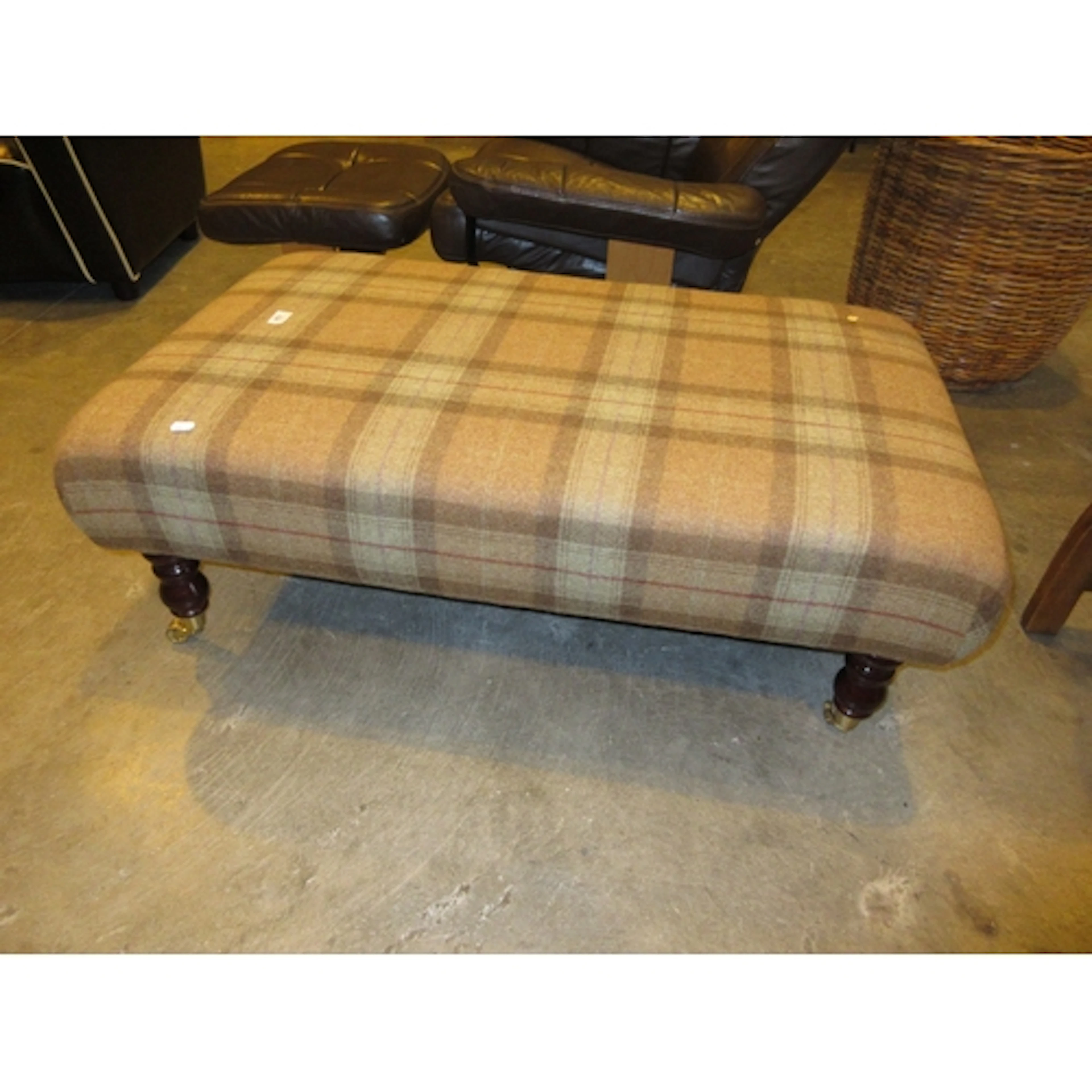 Victorian Style Centre Stool in Harris Tweed Style Fabric, 1...
