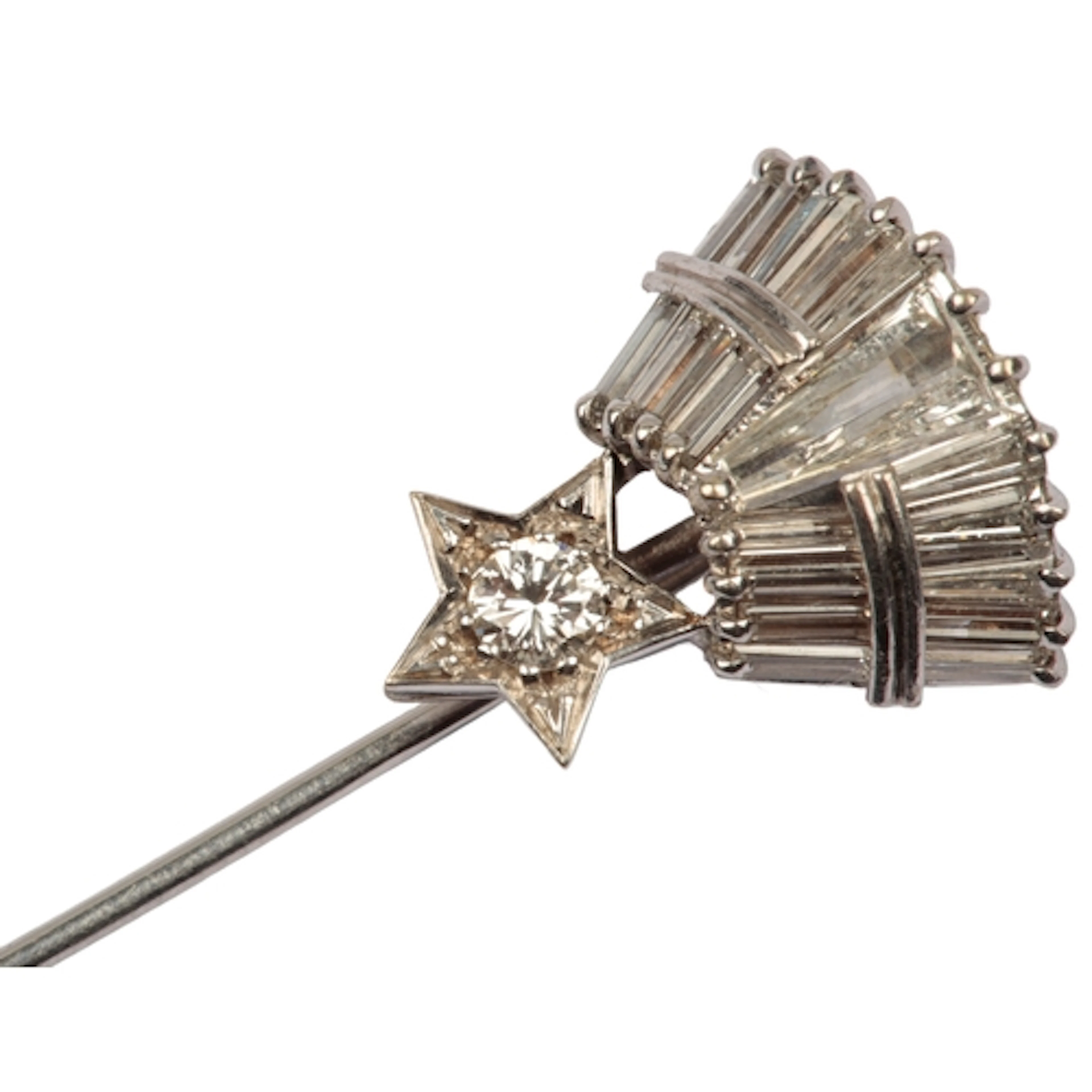 A diamond stick pin, mid 20th century, designed as a shootin...