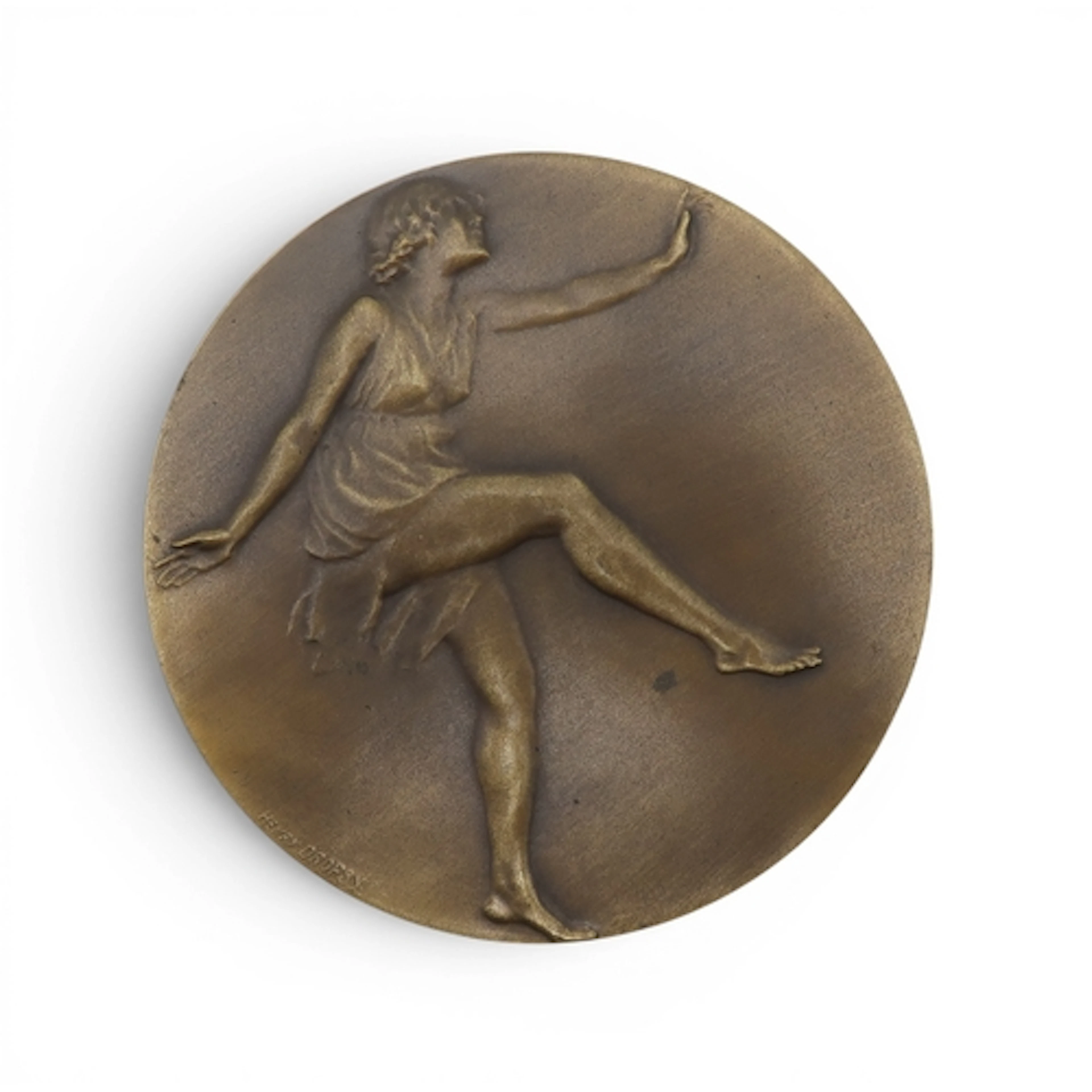 An Art Deco bronze medallion by Henri Dropsy (1885-1969), La...