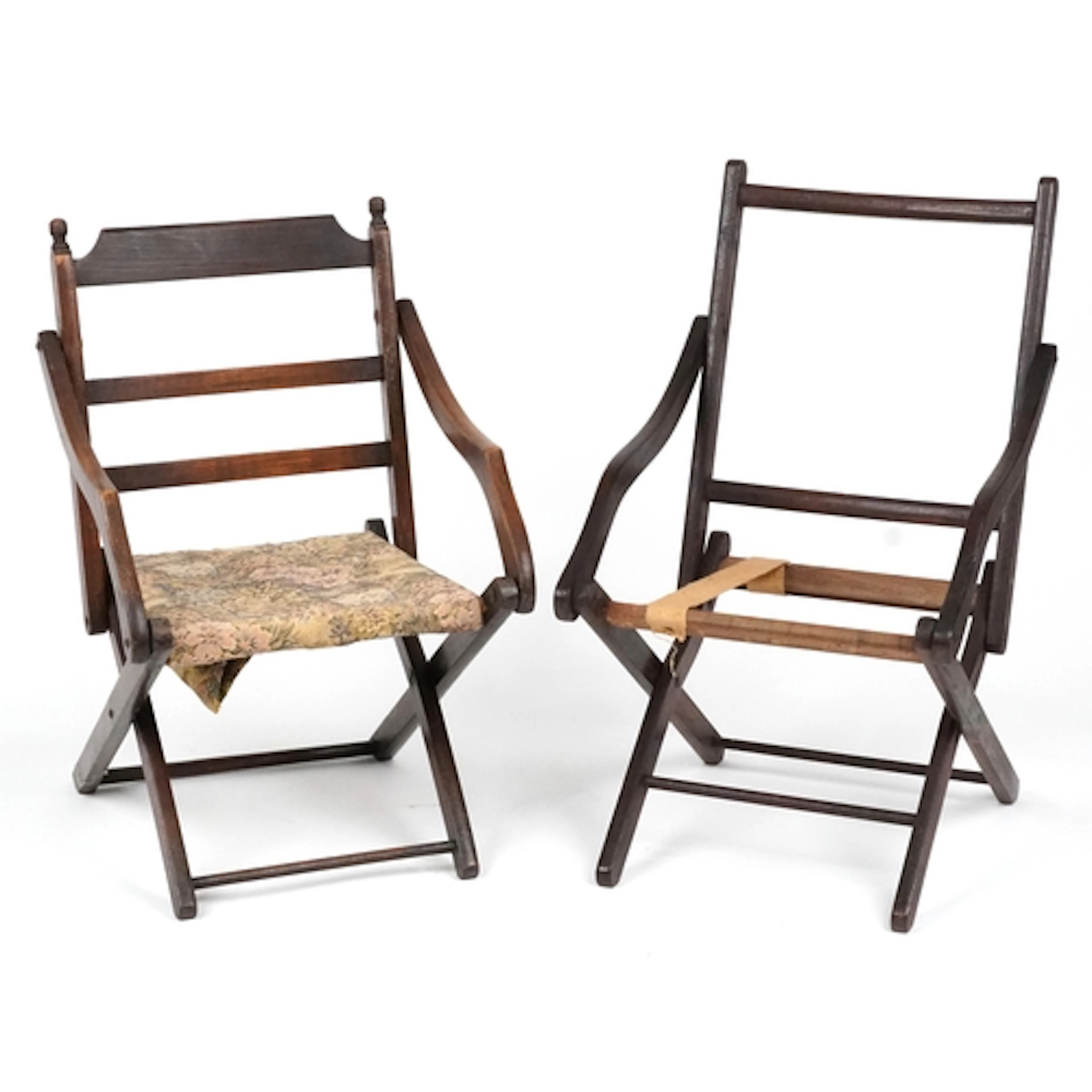 Two late Victorian/Edwardian stained wood folding campaign s...