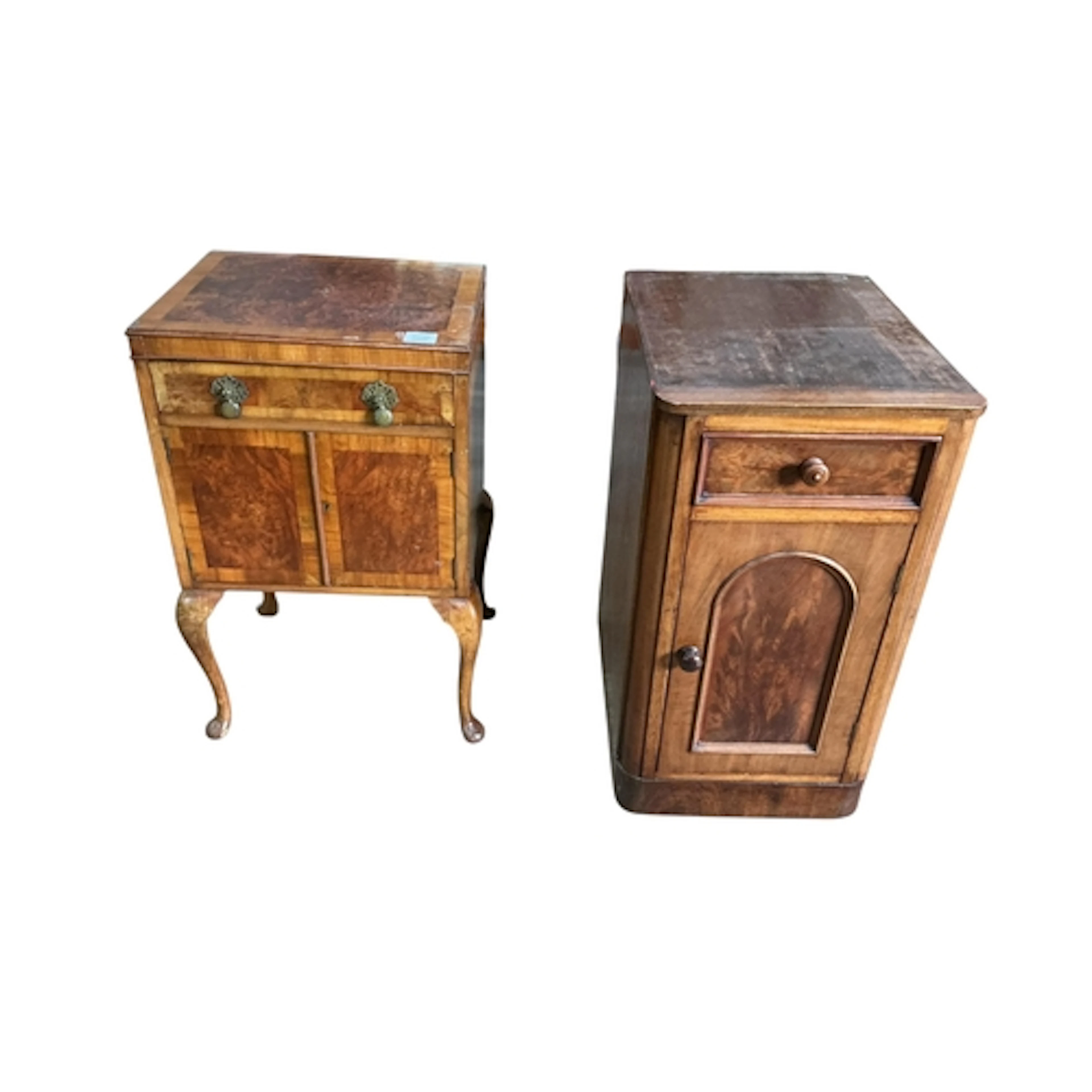 Two Victorian and later mahogany and walnut bedside cabinets...