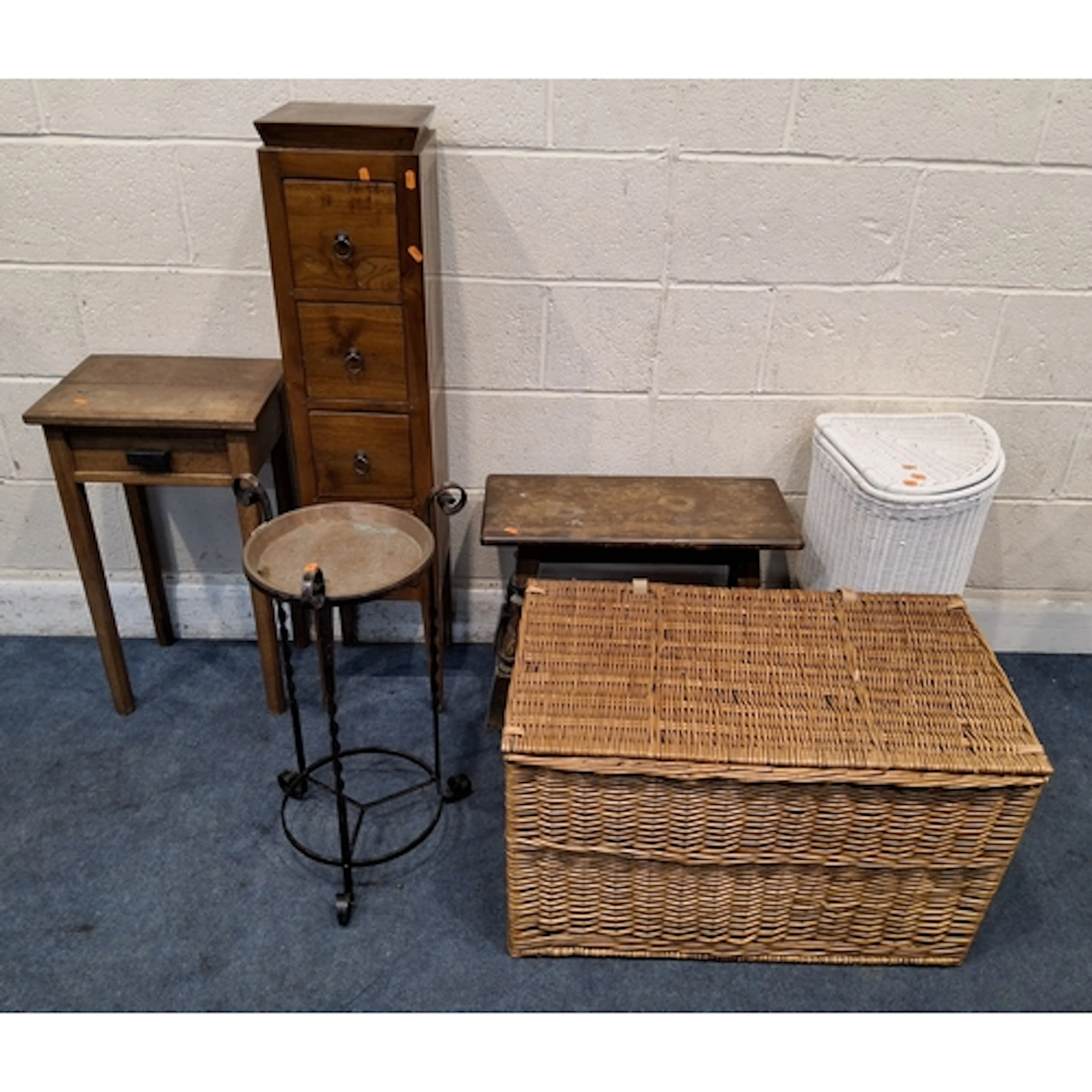 A SELECTION OF OCCASIONAL FURNITURE, to include two wicker b...