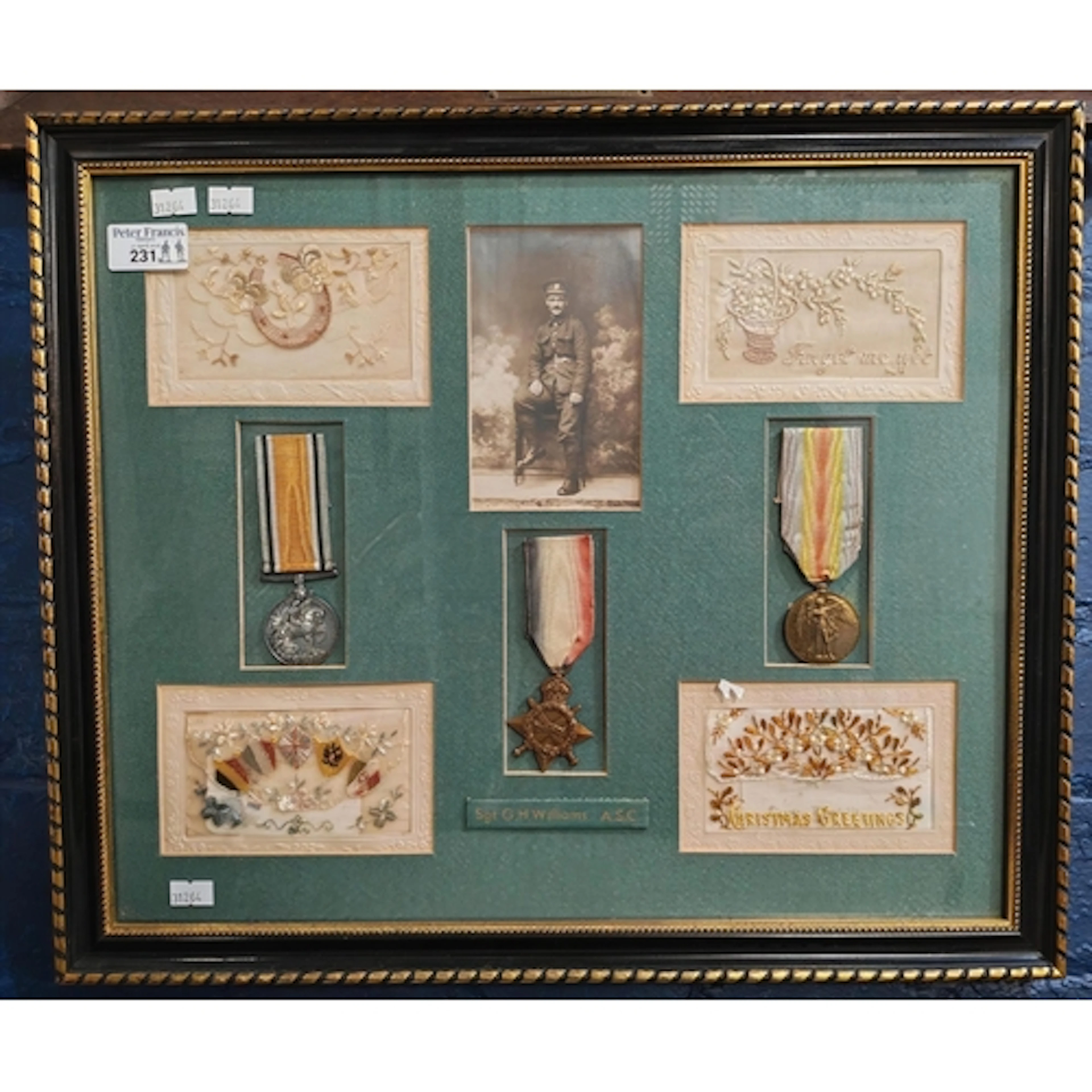 Framed WW1 British medal trio, comprising 1914–15 Star, Brit...