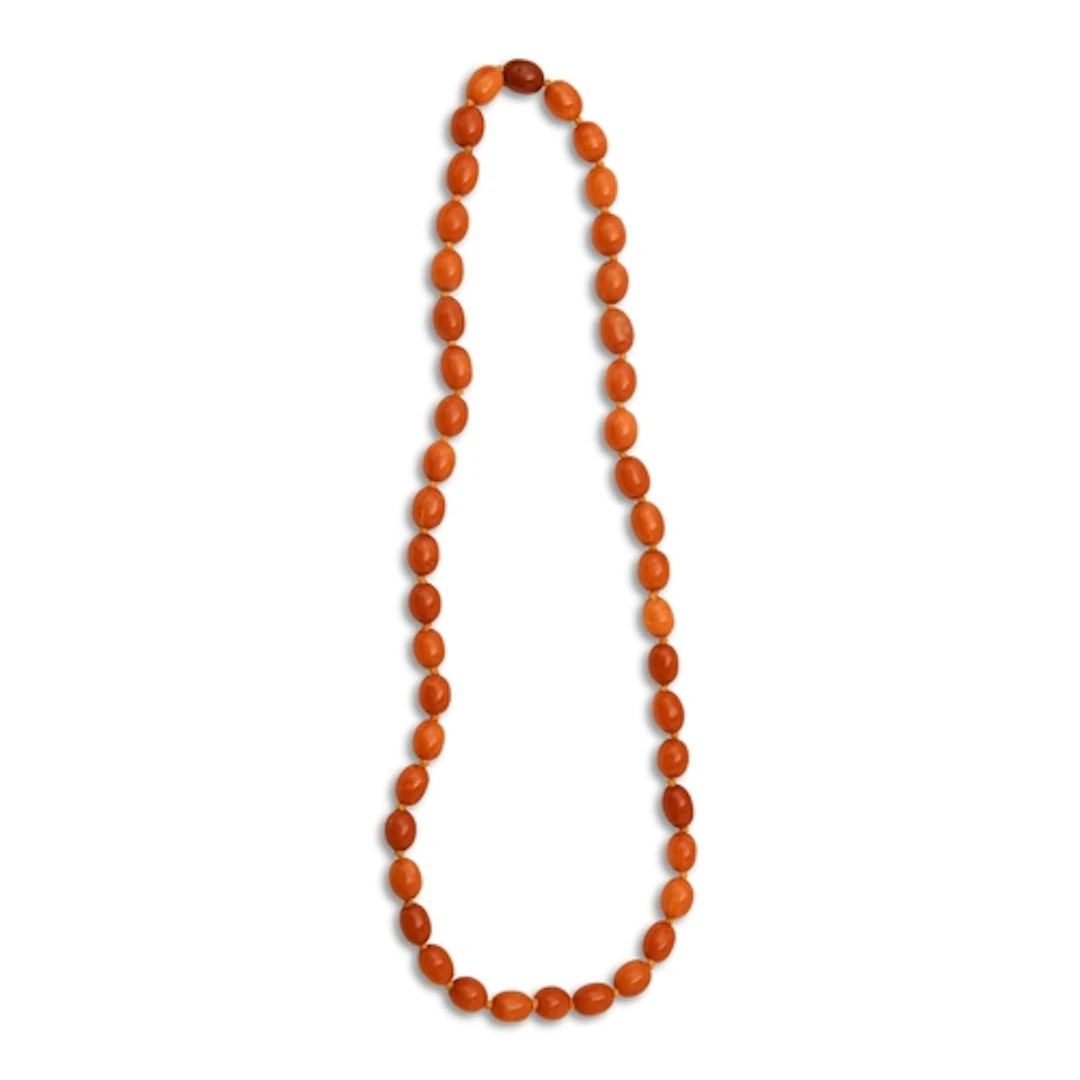 A necklace of amber beads, 47.5g