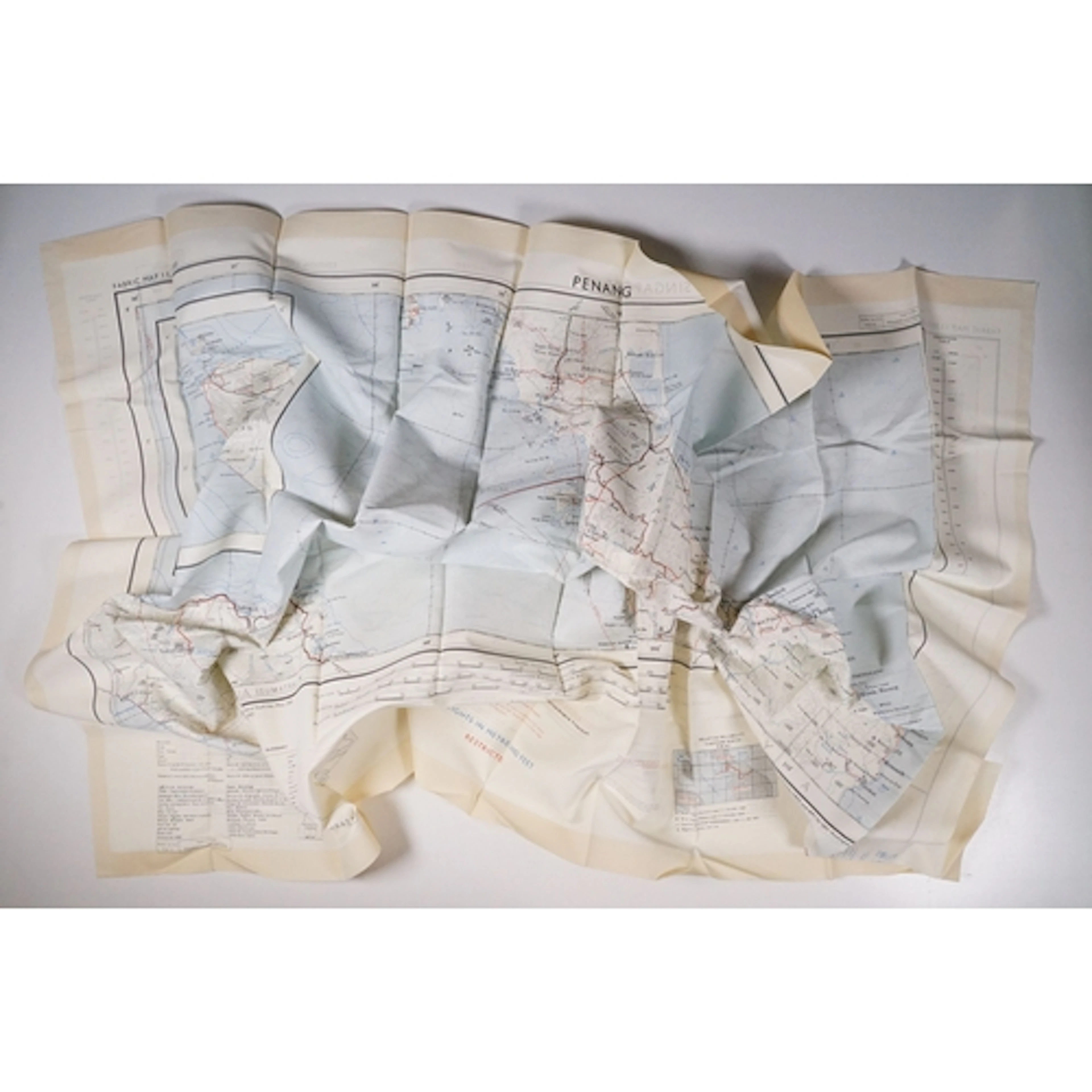 A Royal Air Force / RAF silk escape map covering Singapore, ...