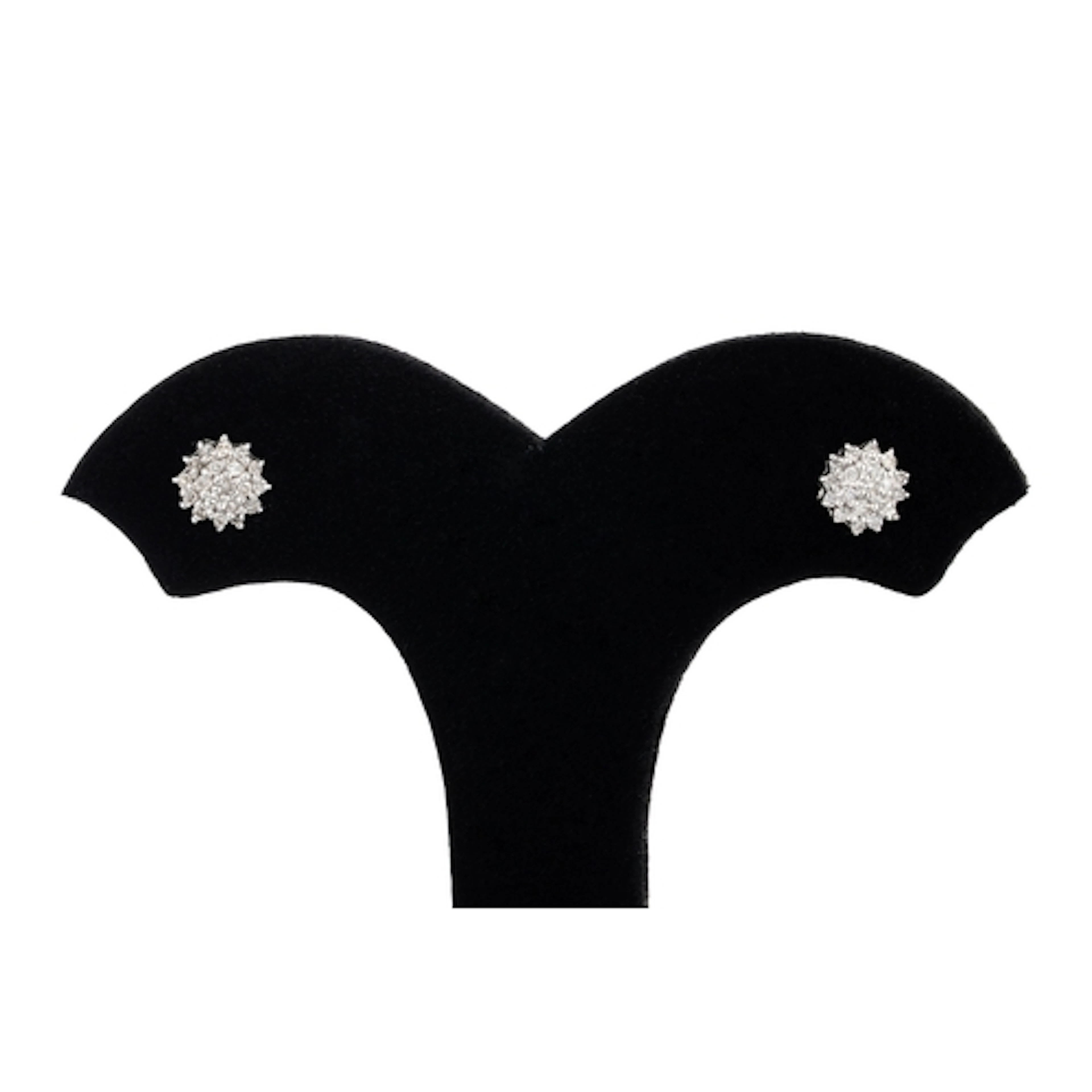 A PAIR OF DIAMOND CLUSTER EARRINGS, the round cut diamonds m...