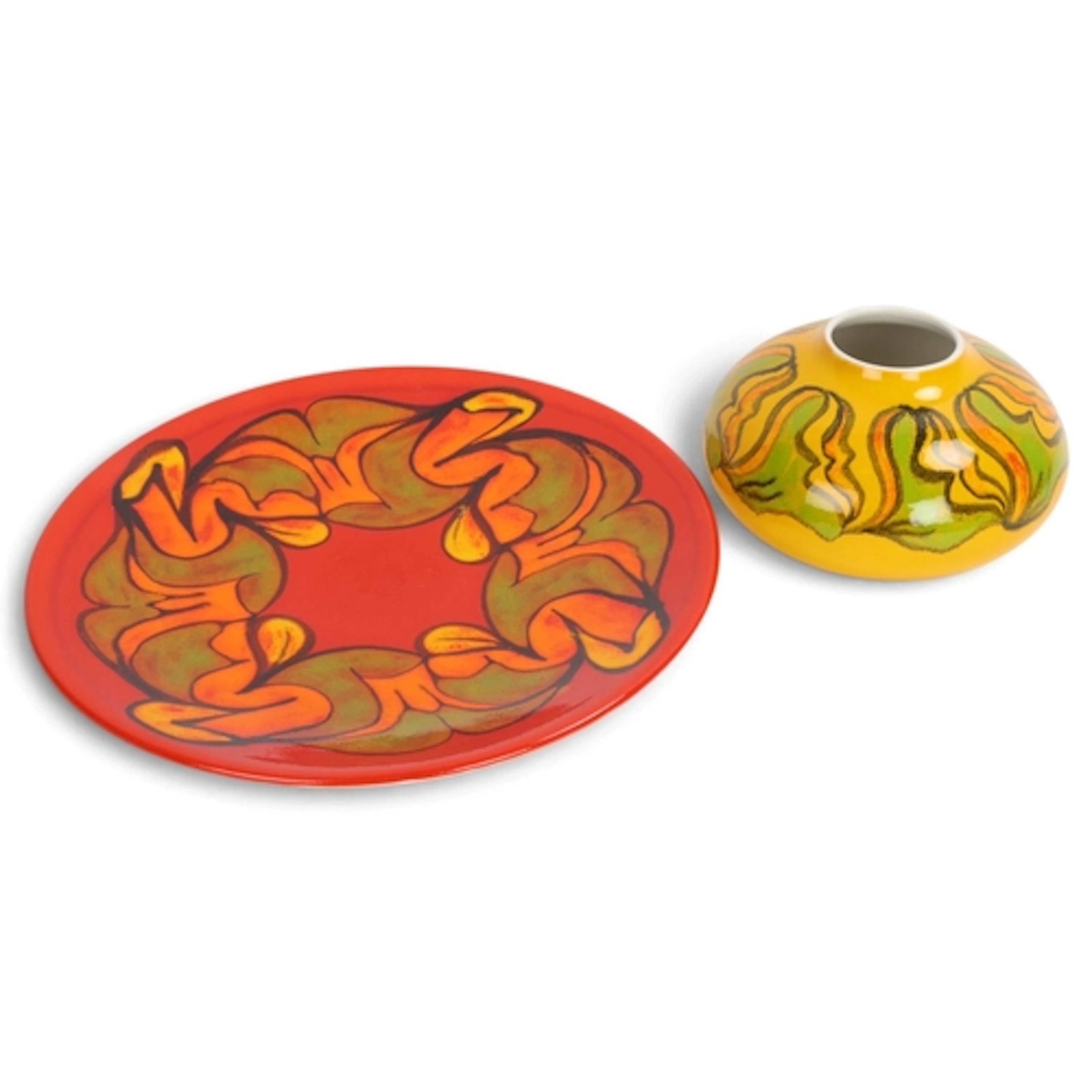 A Poole Pottery Delphis charger, diameter 35cm together with...