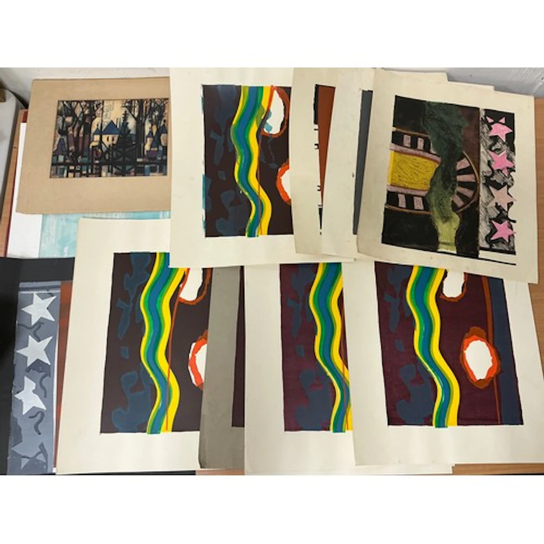 An interesting folio of studio works, including silkscreen p...
