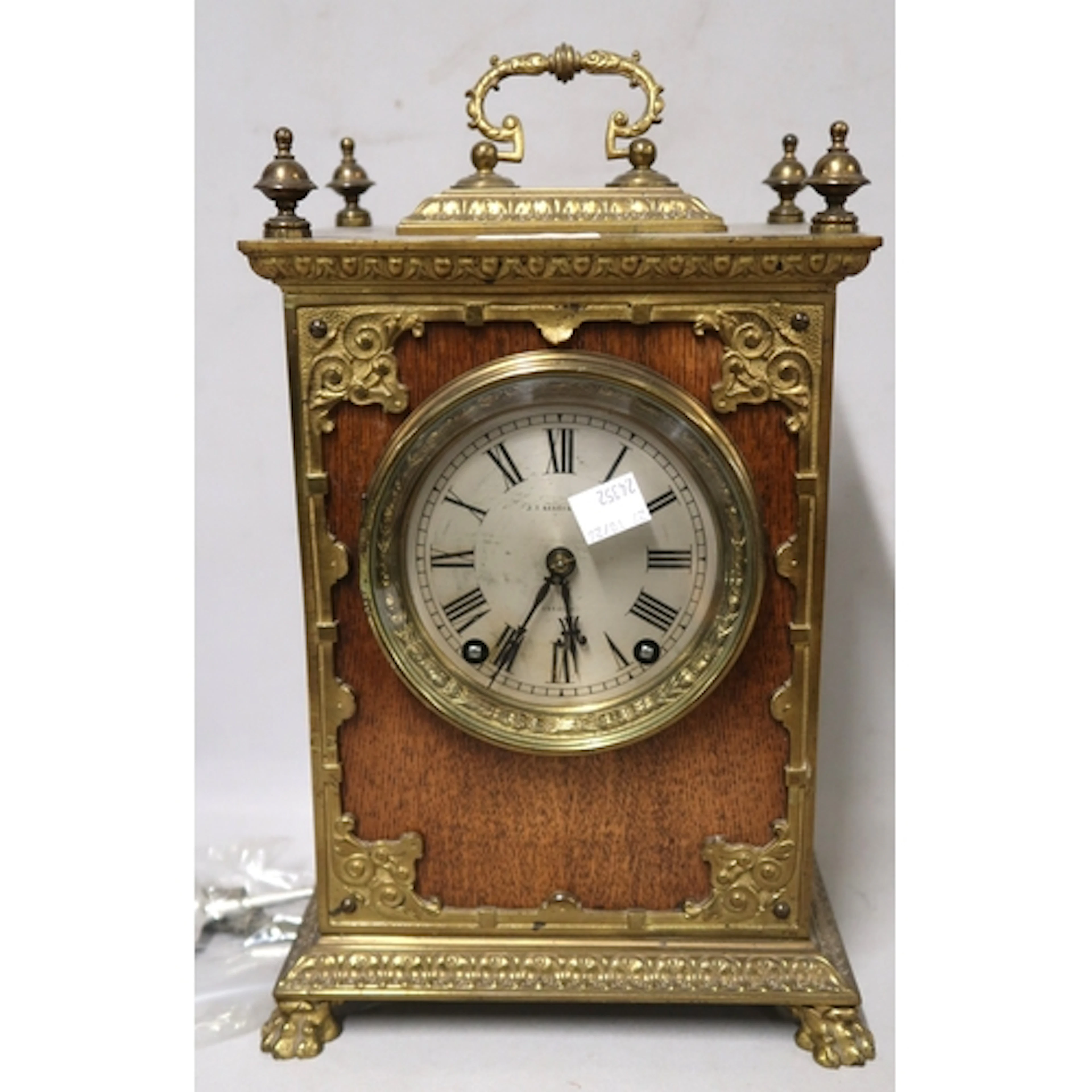 Late 19th / early 20th Century oak and brass two train mante...