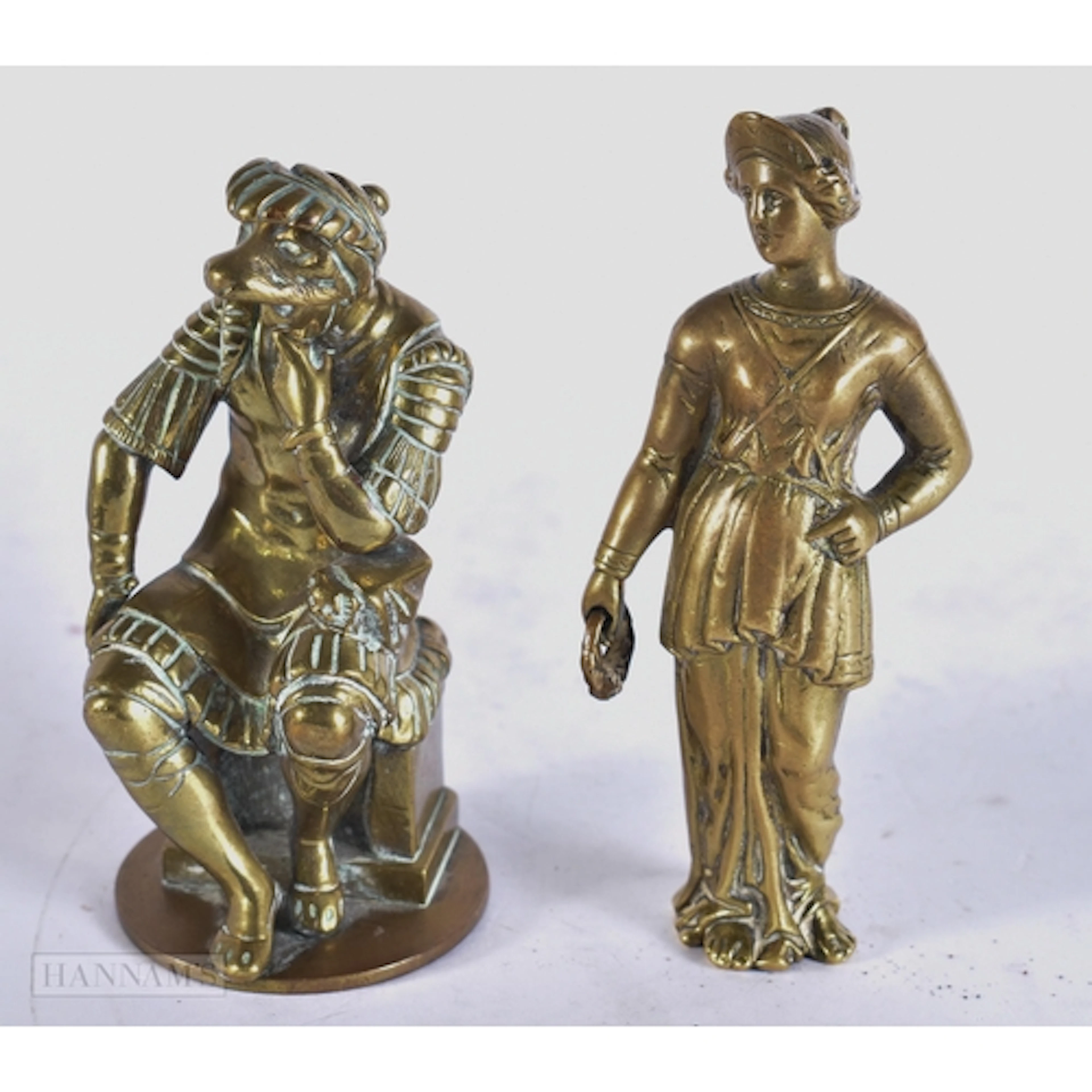 TWO 19TH CENTURY GRAND TOUR BRONZE FIGURES one modelled as t...