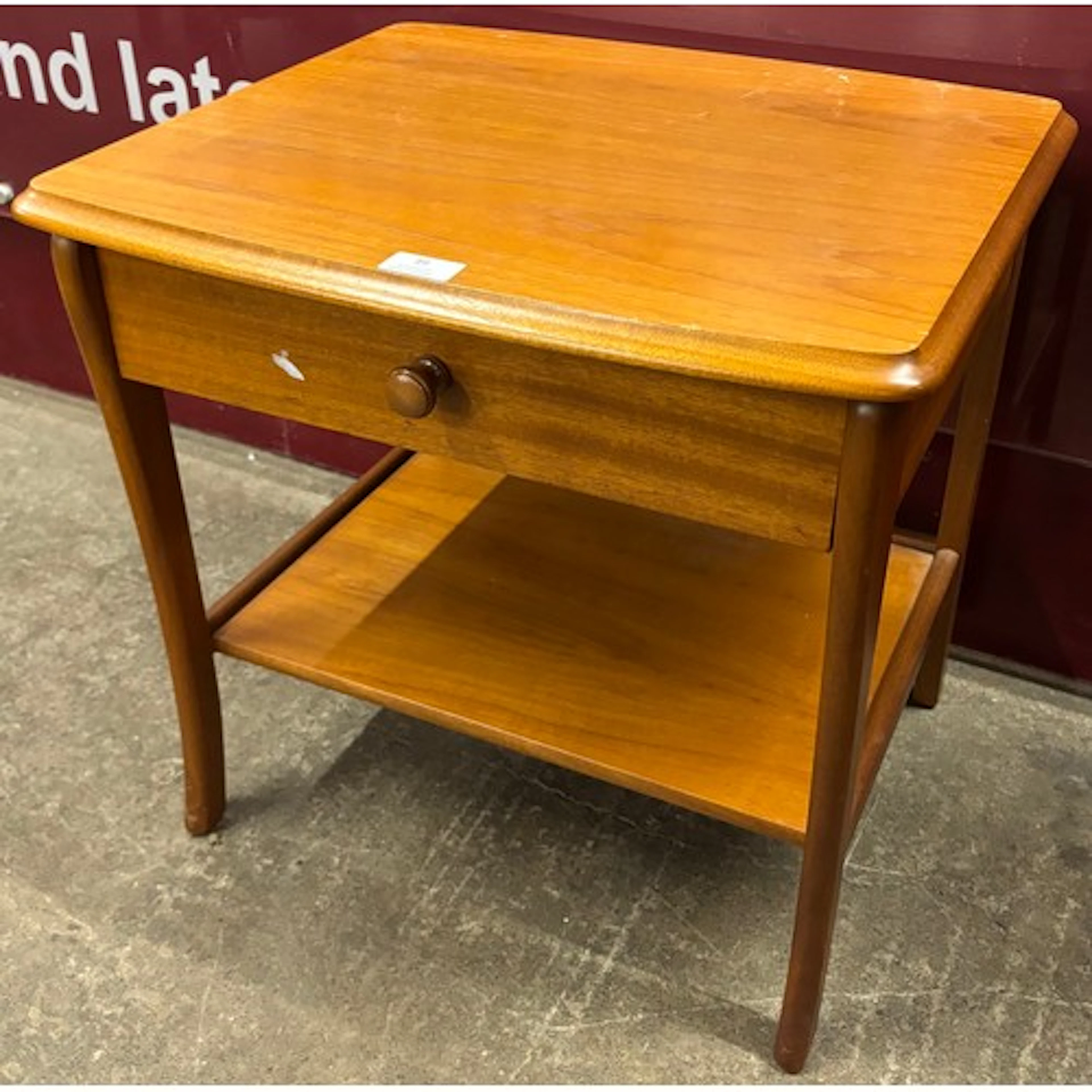 A Parker Knoll teak single drawer lamp table