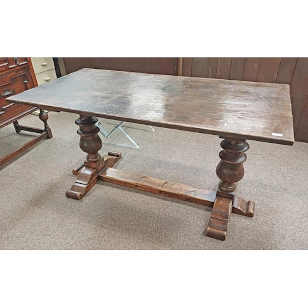 EARLY 20TH CENTURY OAK REFECTORY TABLE. 152 CM LONG