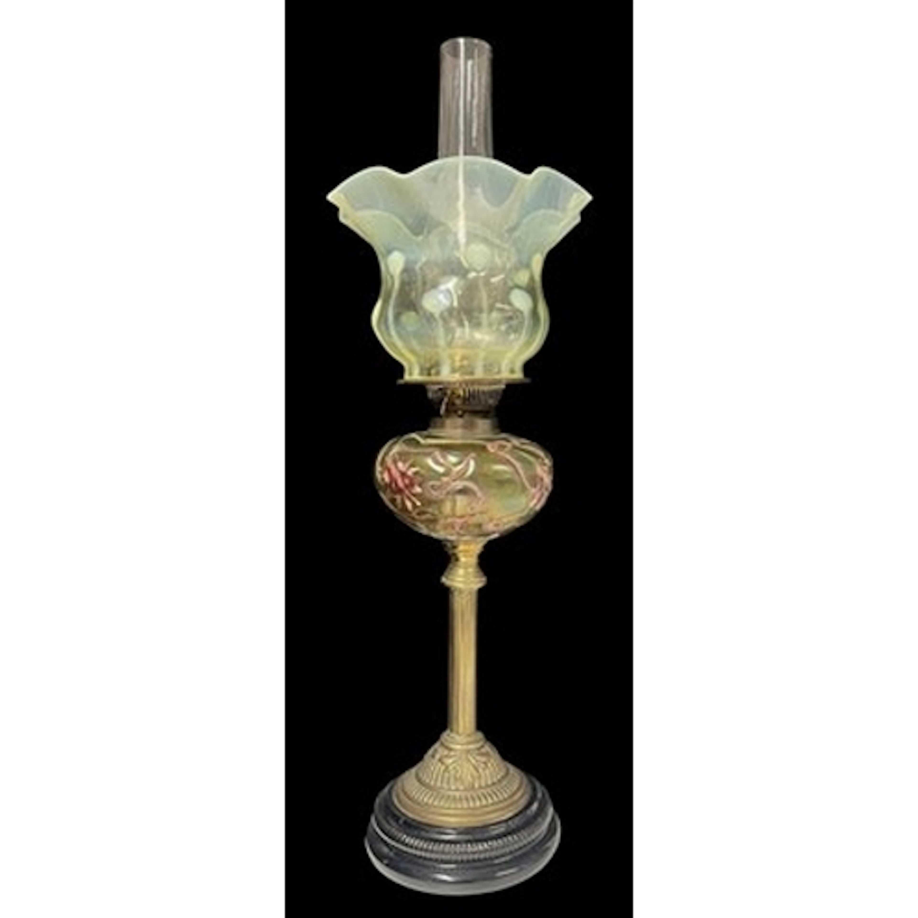 A Victorian 19th century Art Nouveau oil lamp in the manner ...