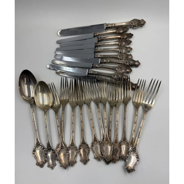 A French hallmarked part silver canteen of cutlery including...