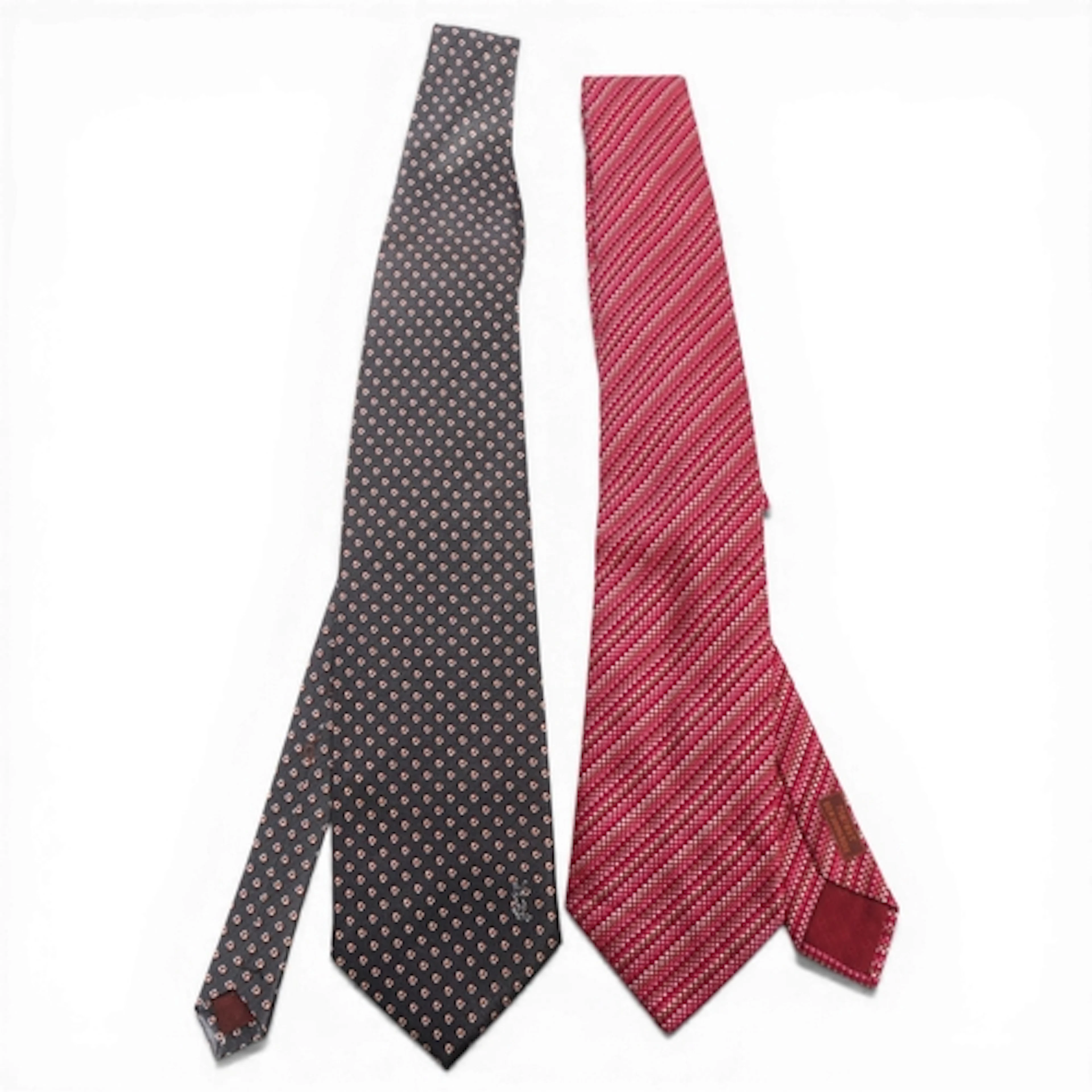 Hermes 100% silk red dot tie, and Yves Saint Laurent dark gr...