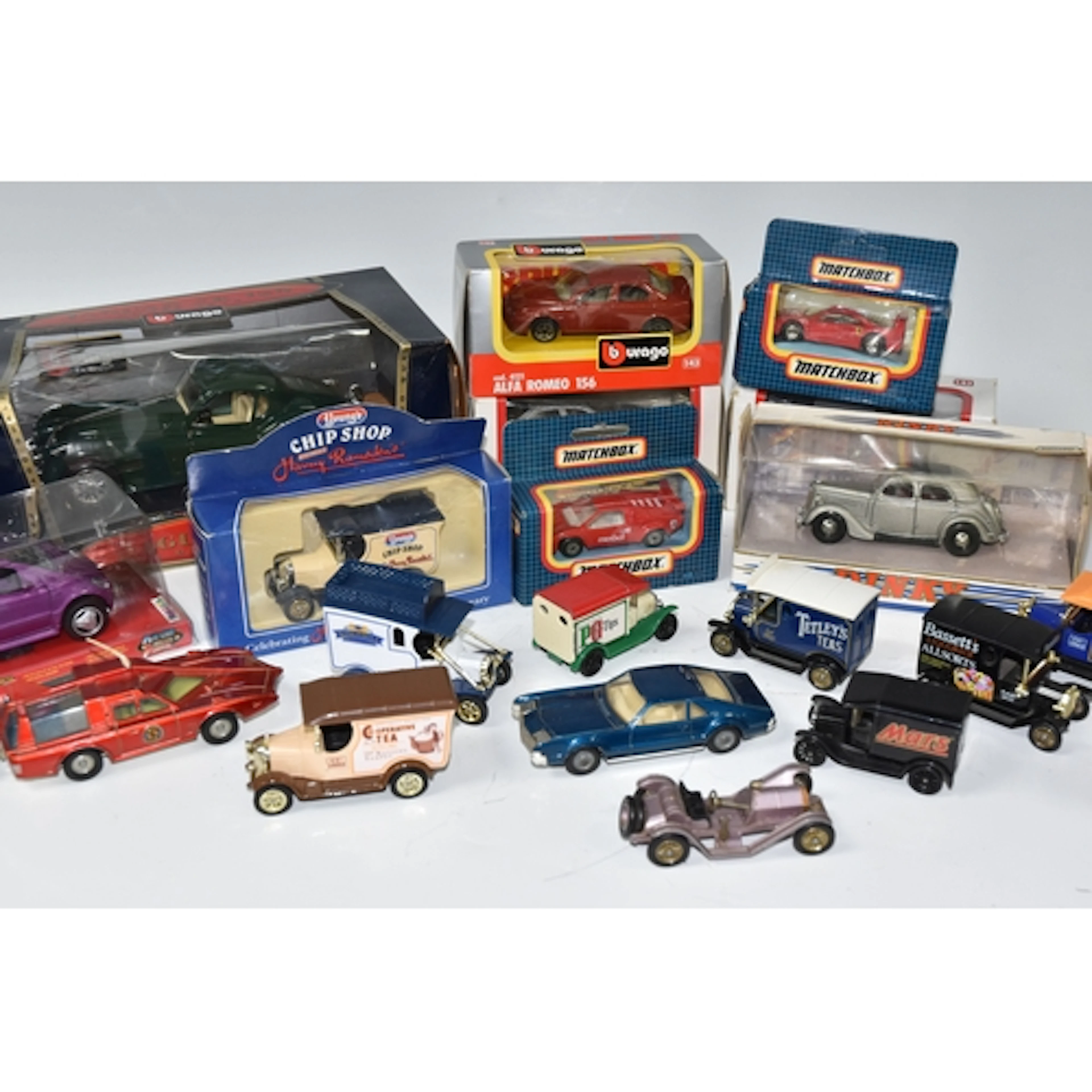 ONE BOX OF DIECAST MODEL CARS, approximately twenty examples...