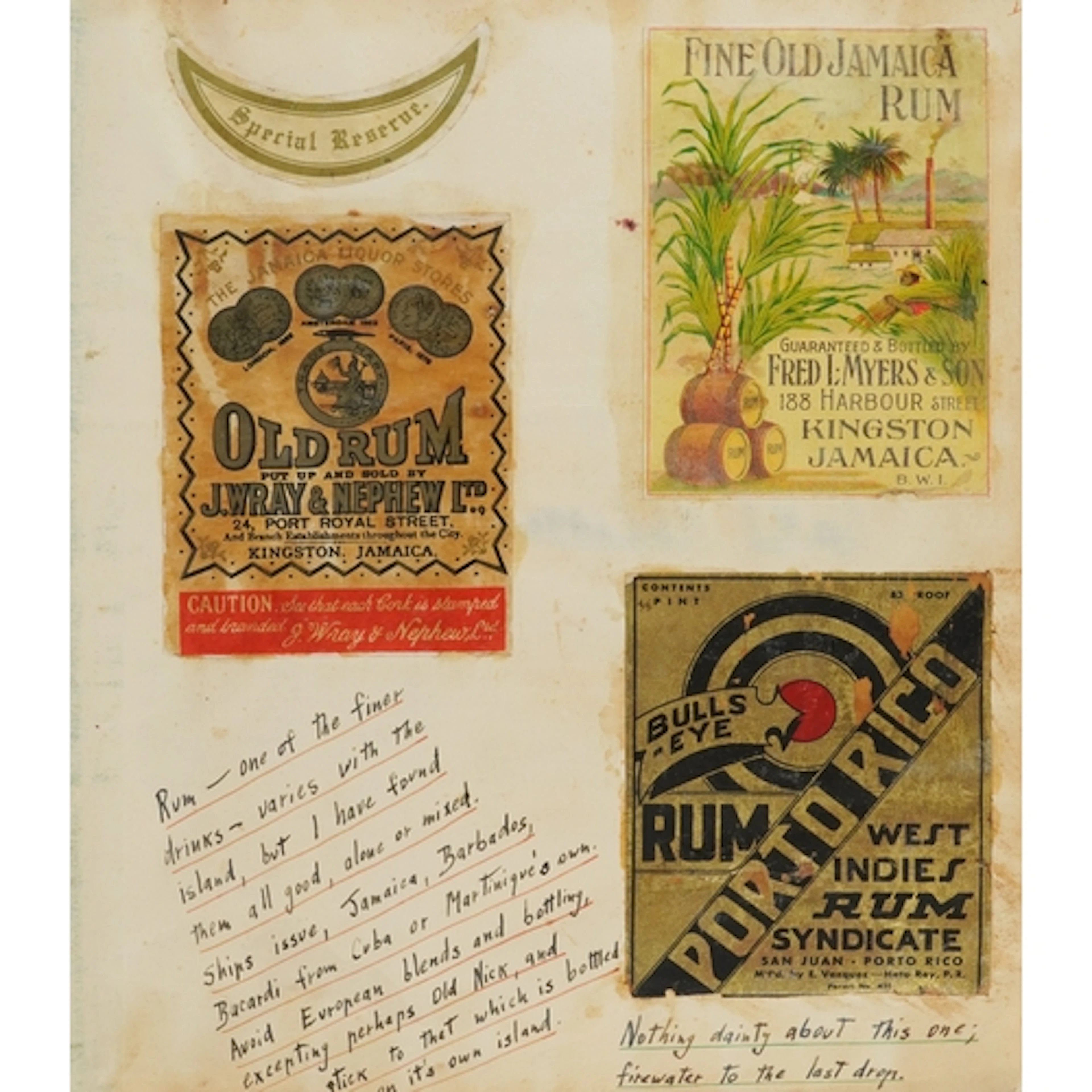 Early 20th century scrap book album of World wide wine, beer...