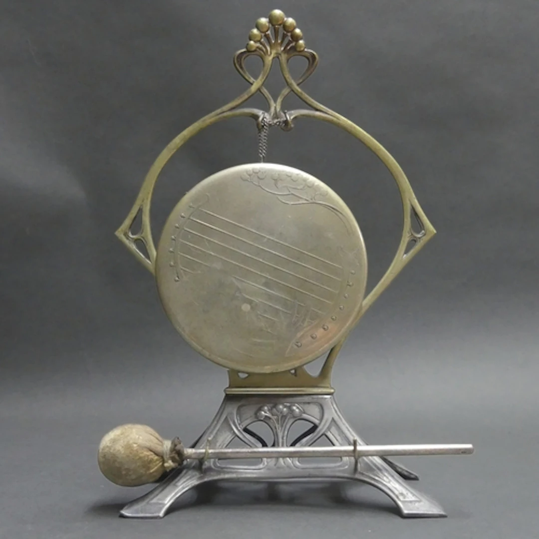 WMF - An Art Nouveau brass and pewter table gong, design 90,...